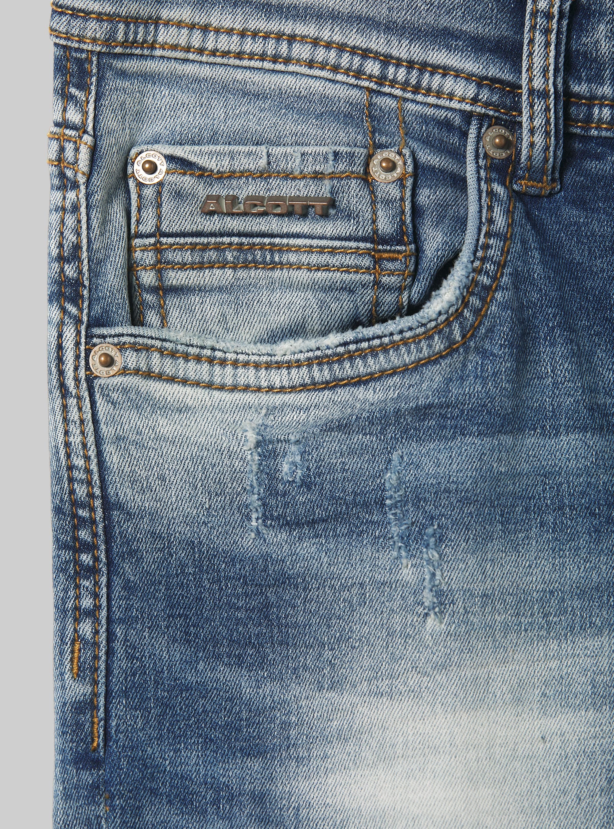 Super skinny jeans with breaks in stretch denim, D004 MEDIUM LIGHT BLUE