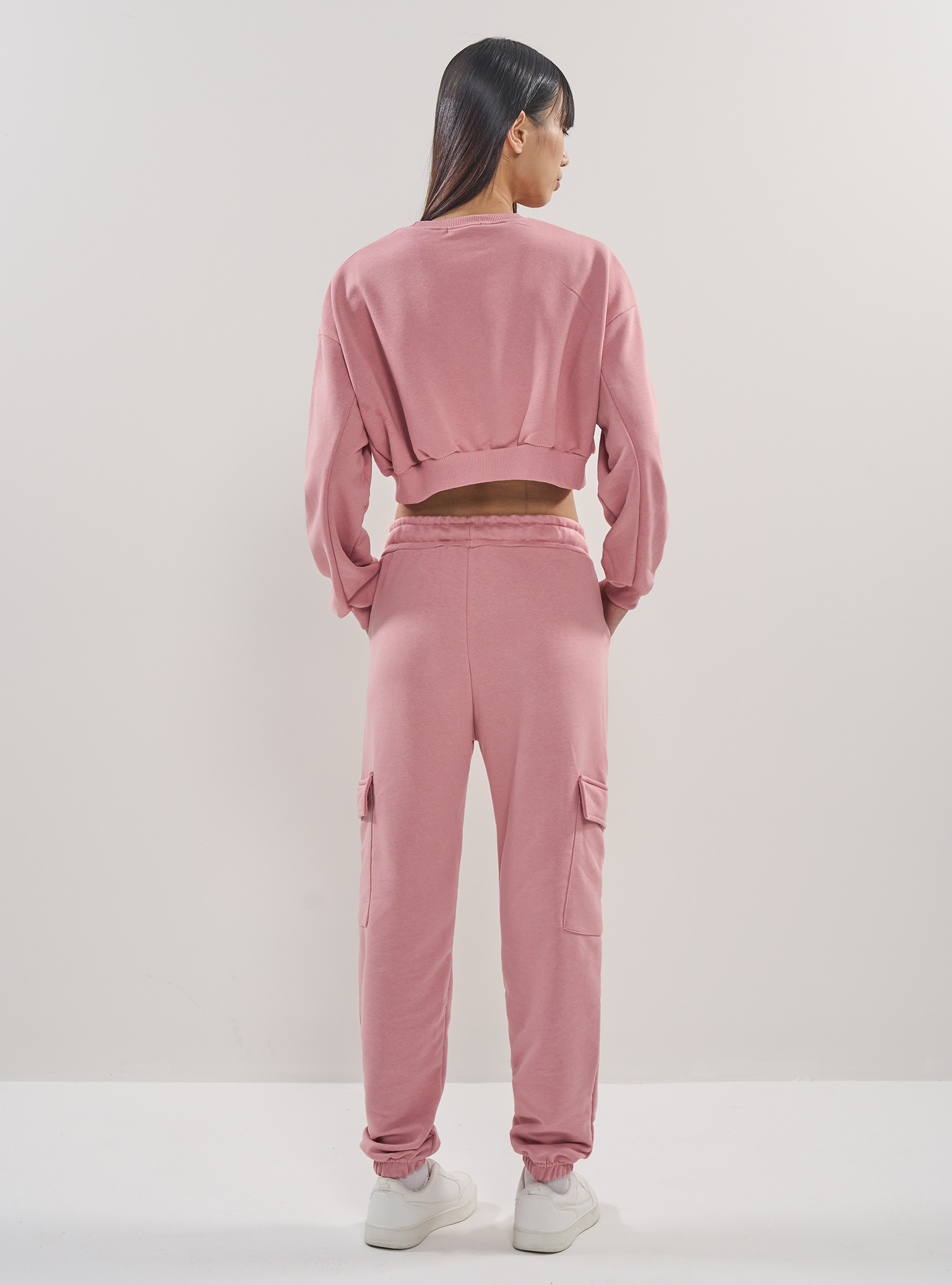 Cropped crew neck sweatshirt, PK2 PINK MEDIUM