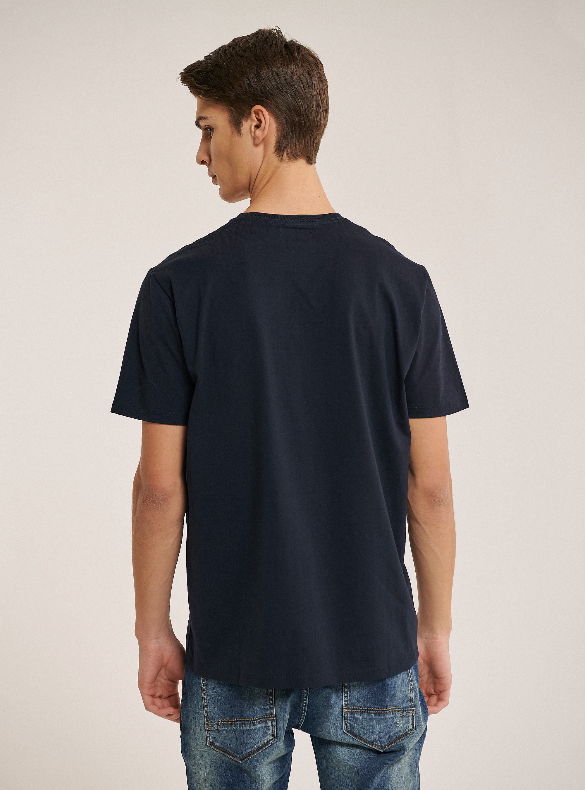 Cotton basic T-shirt, BLUE