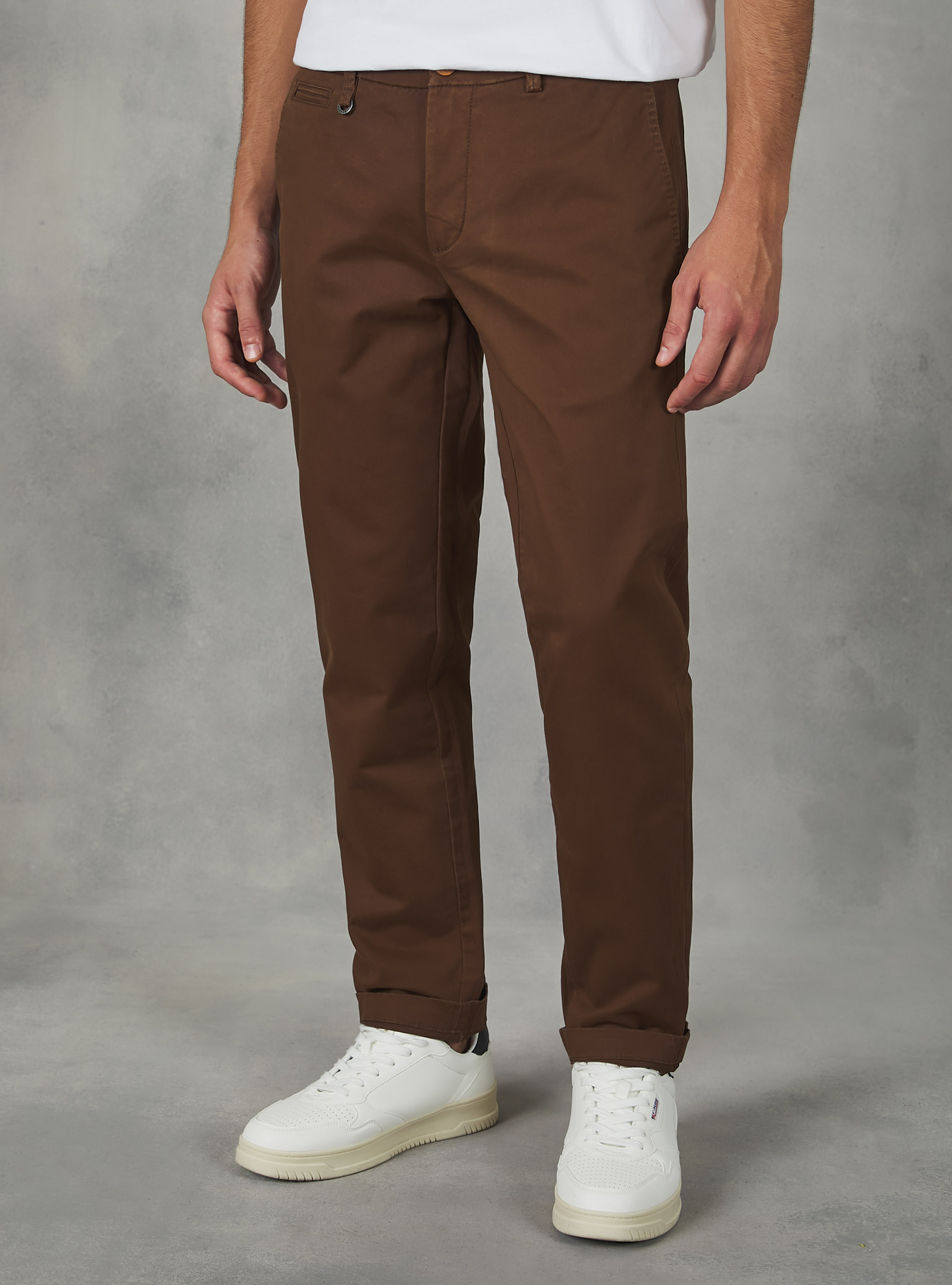 Stretch cotton twill chinos, RT2 RUSTY MEDIUM