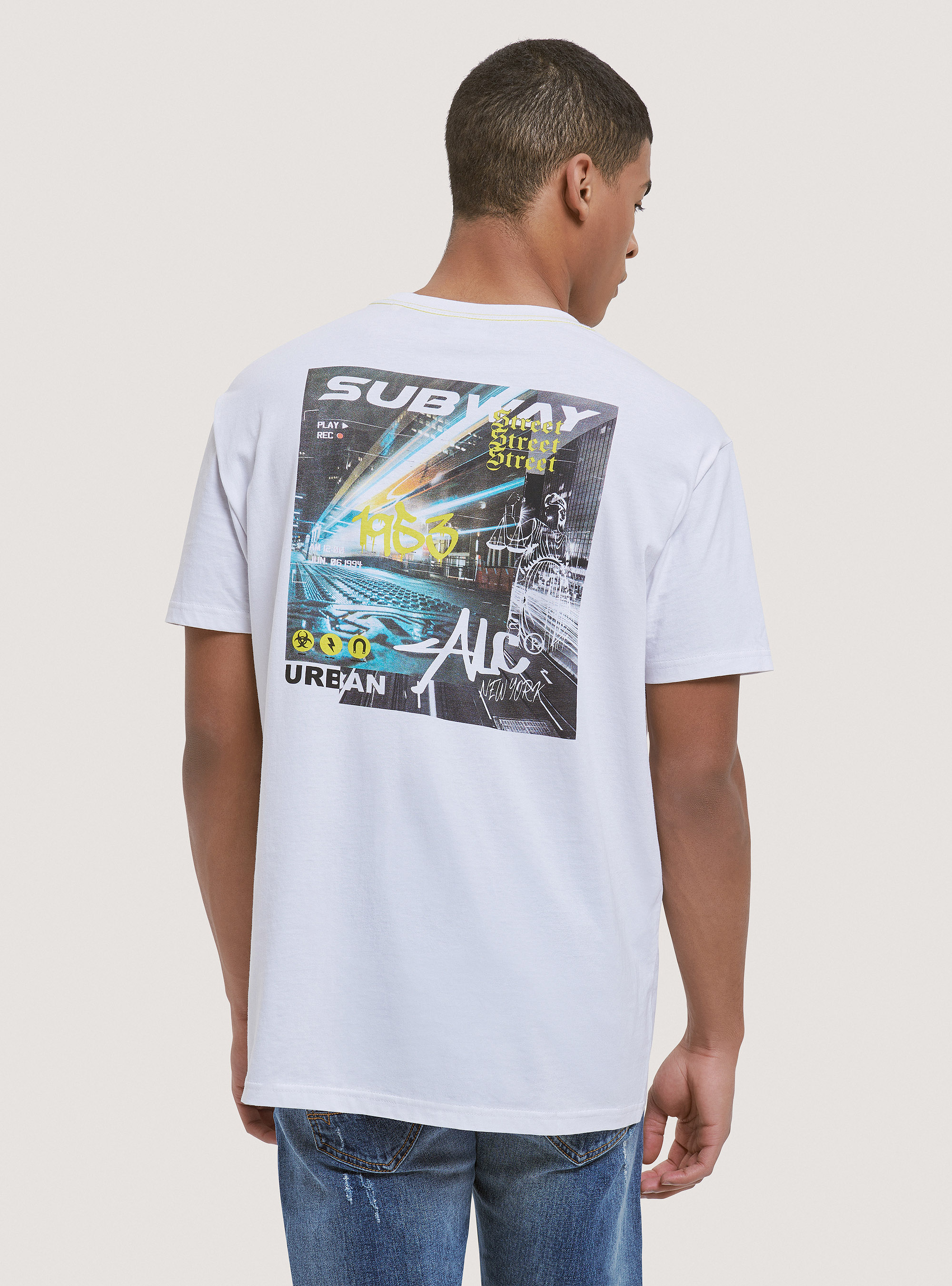 Cotton T-shirt with print, WHITE