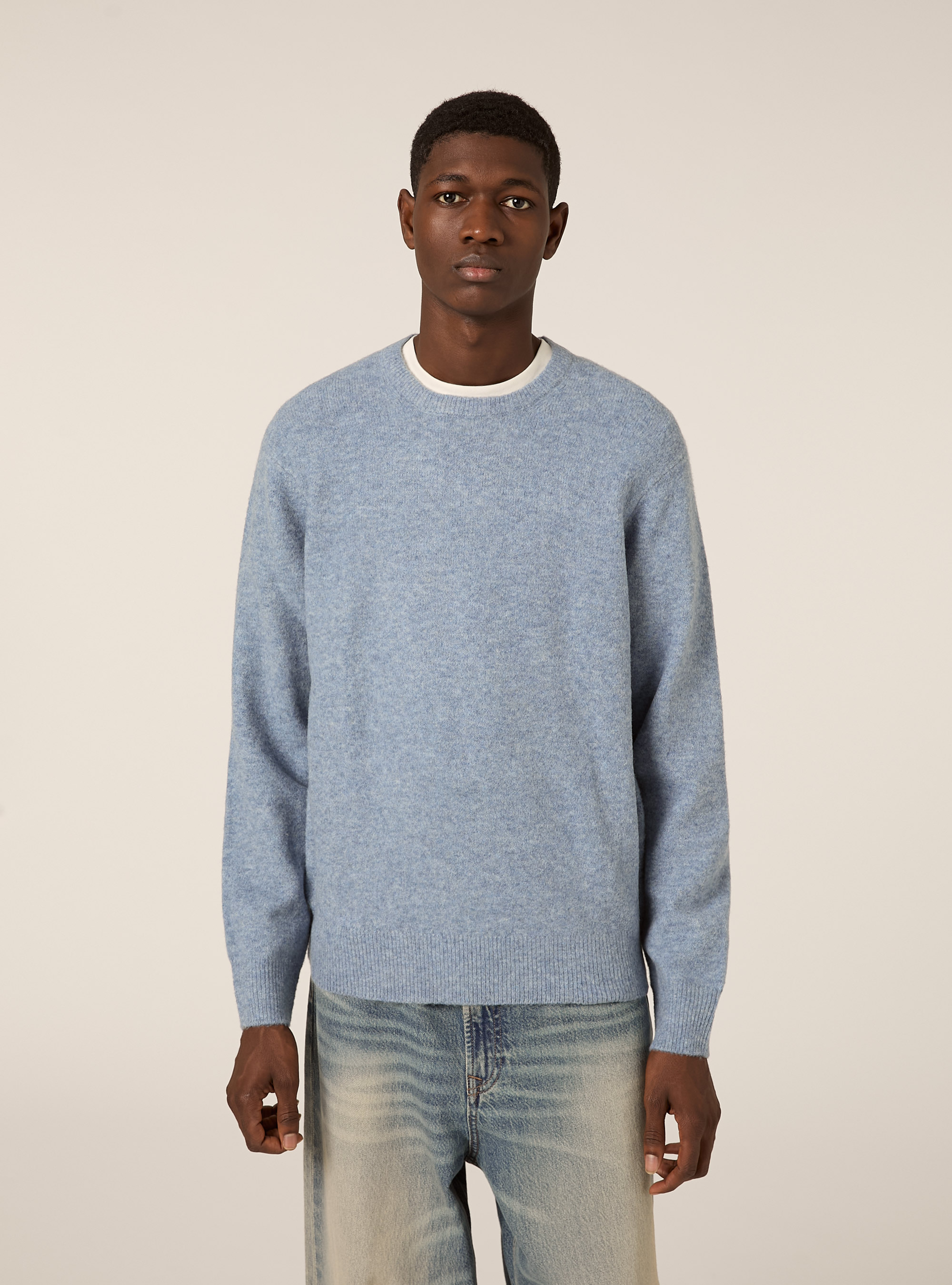 Soft crew neck pullover, MAZ2 AZURE MEL MEDIUM