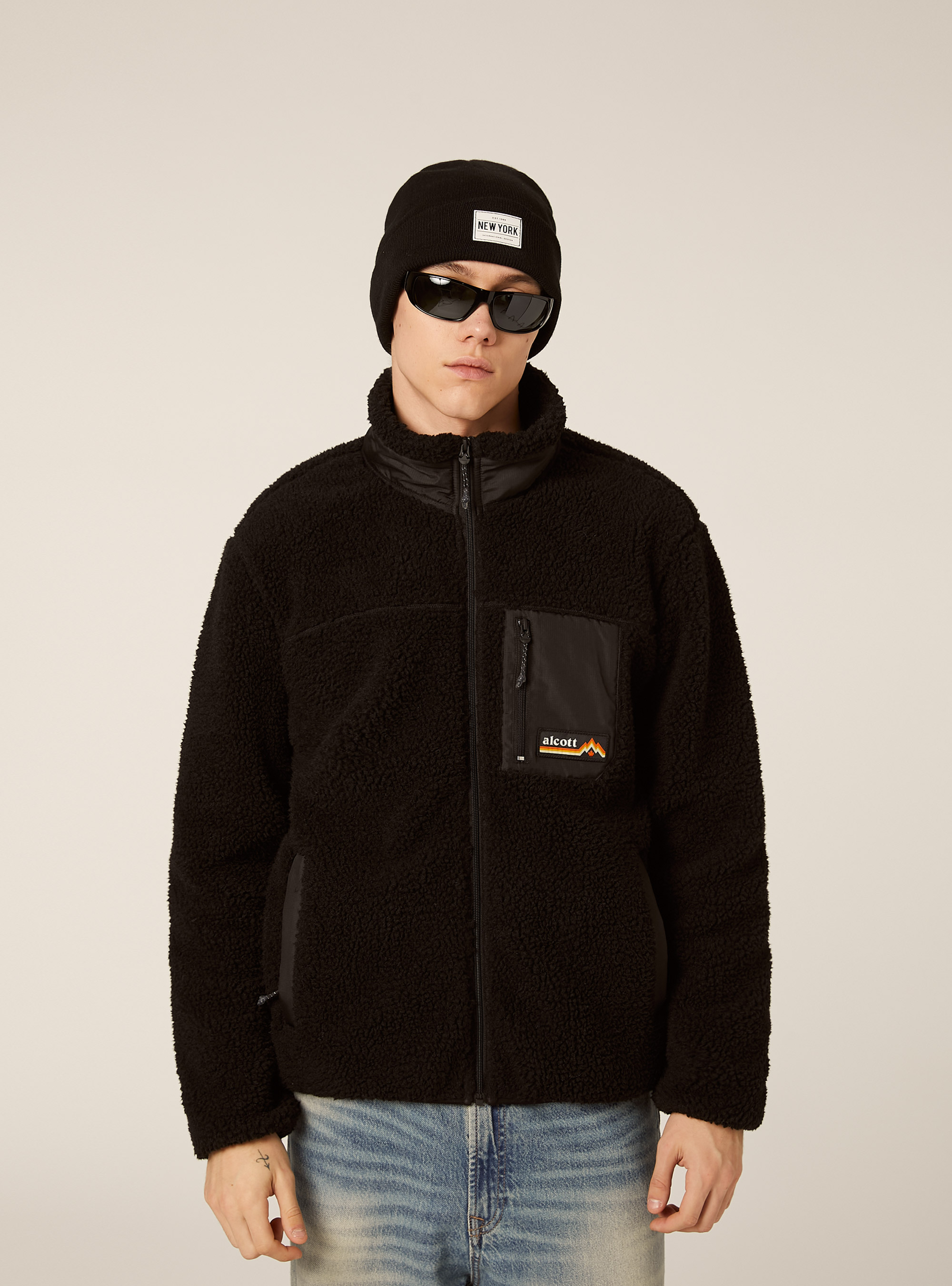 Giacca in pile, BK1 BLACK