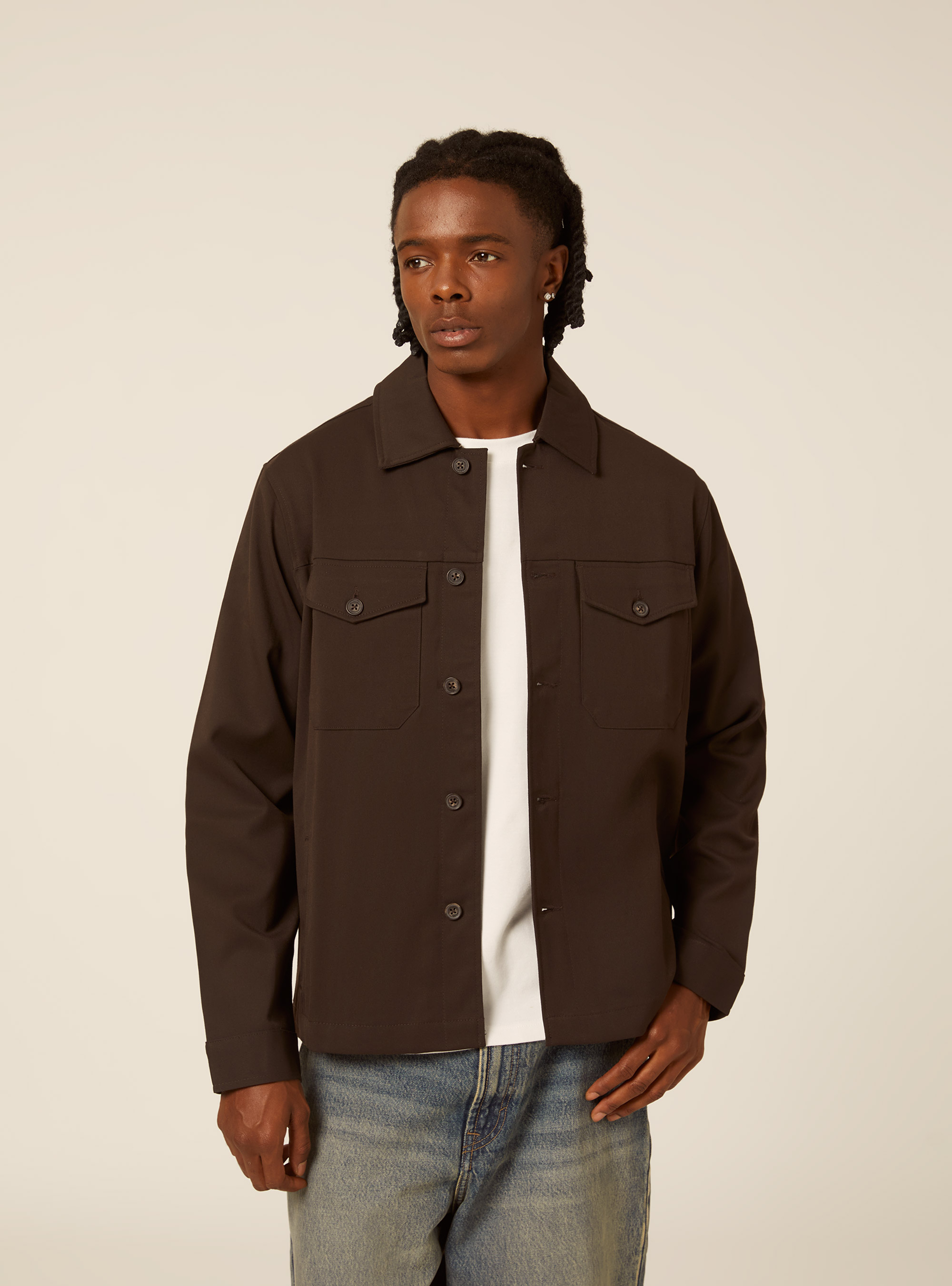 Hemdjacke mit pattentaschen, BR1 BROWN DARK