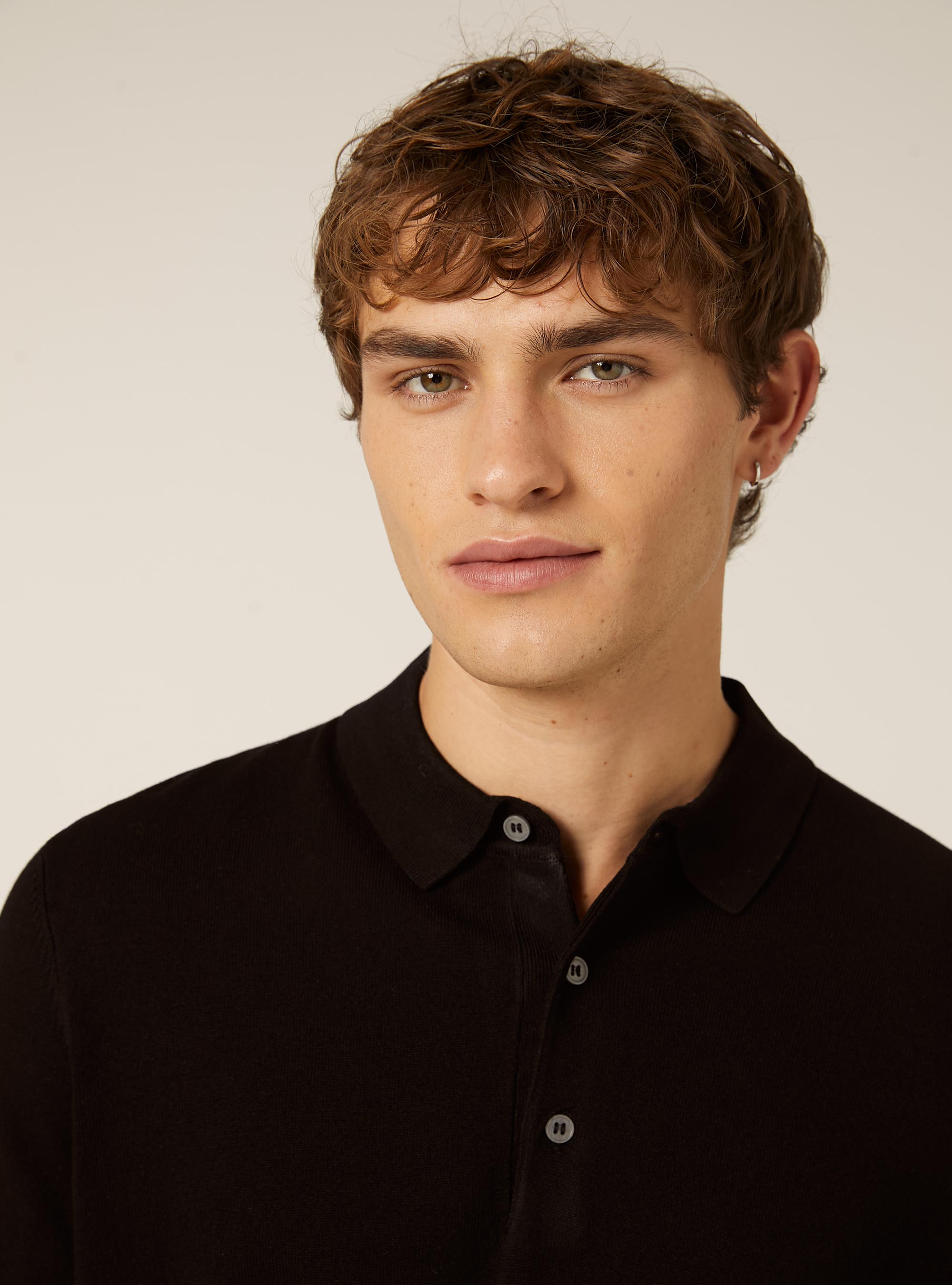 Polo de punto de manga larga, BK1 BLACK