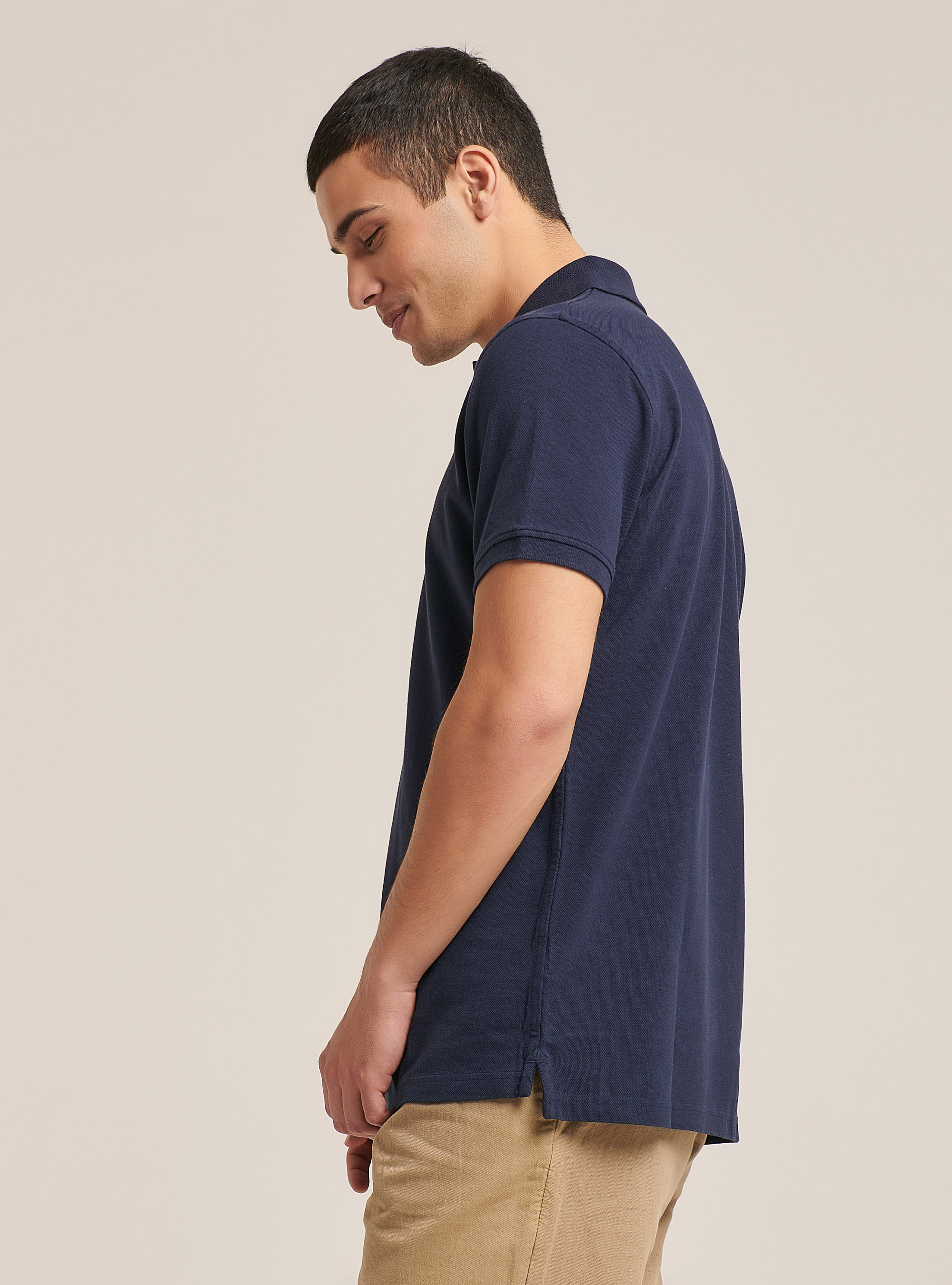 Polo basique en coton, C218 BLUE NAVY