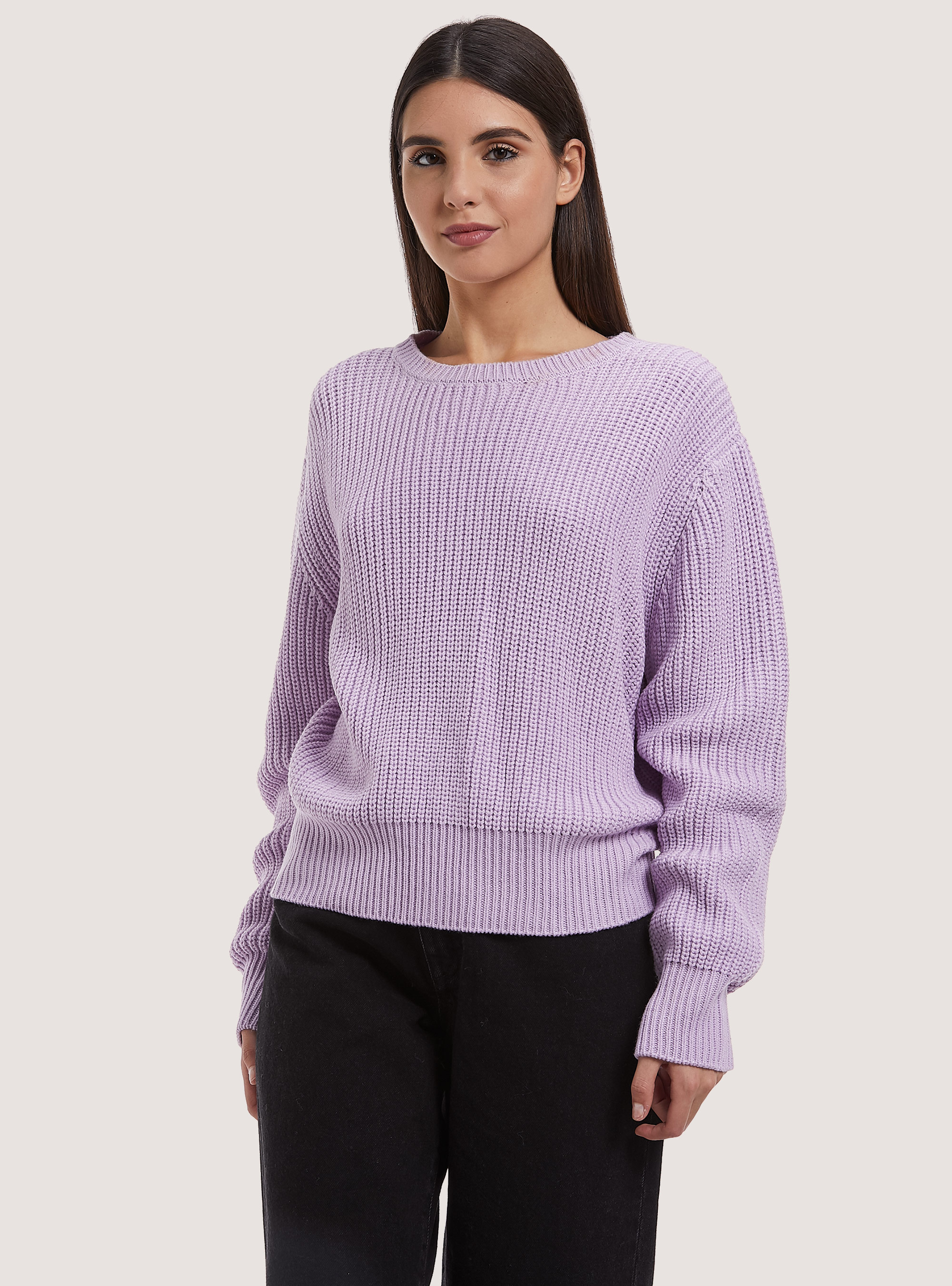 Pull cotelé confortable, C3303 LILLAC