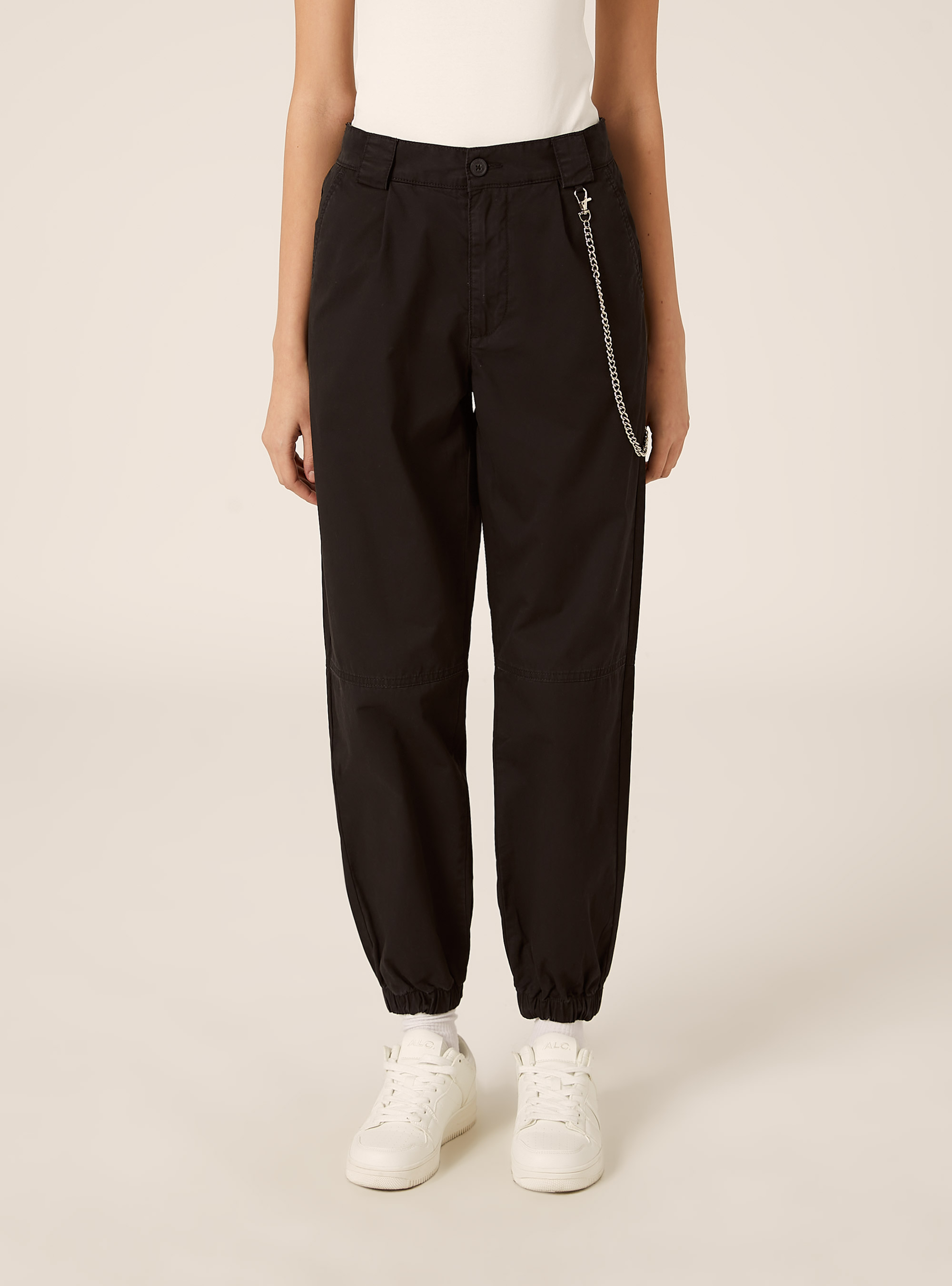 Pantaloni jogger con catena, BK1 BLACK