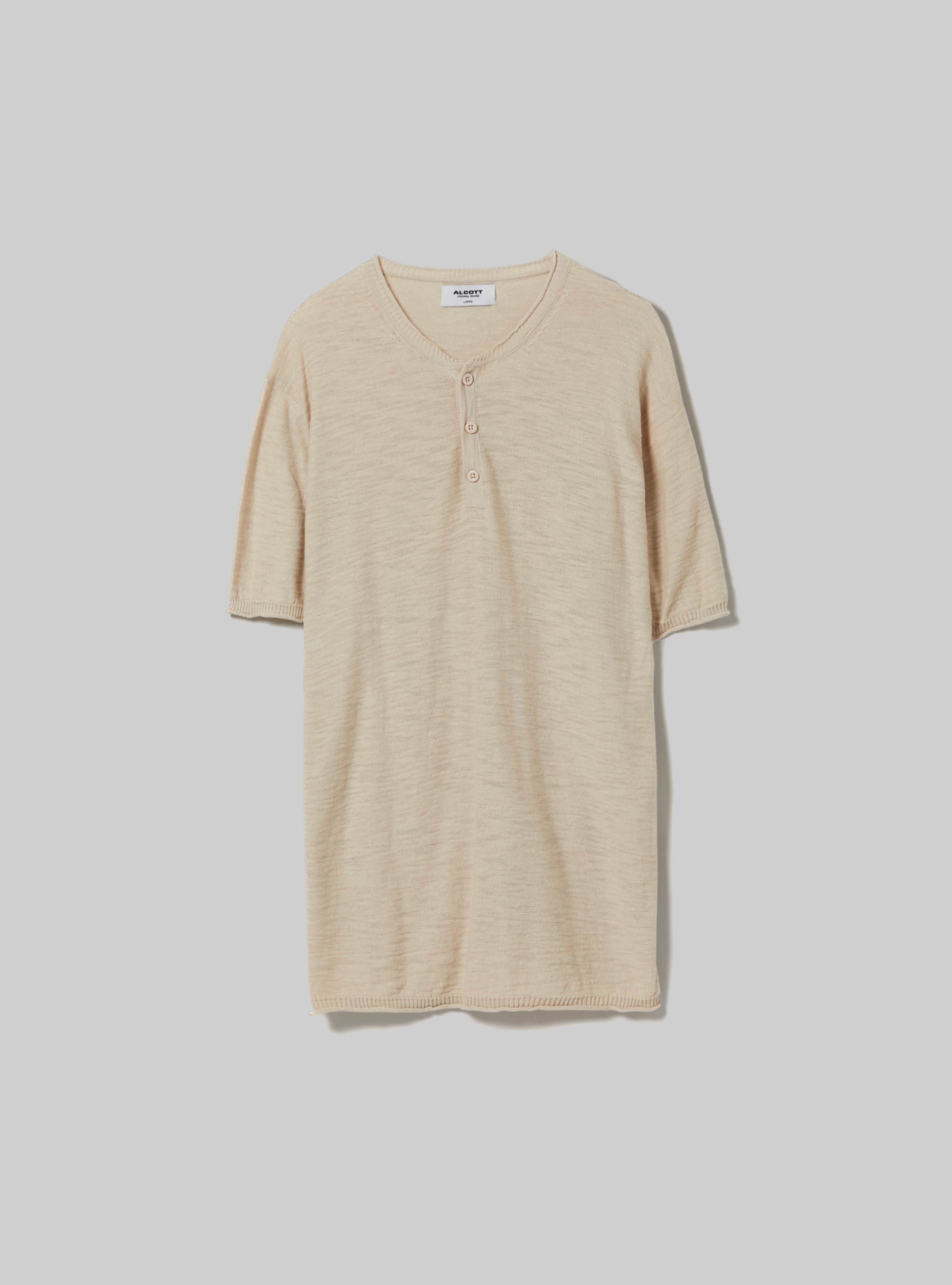Short-sleeved serafino pullover, BG2 BEIGE MEDIUM