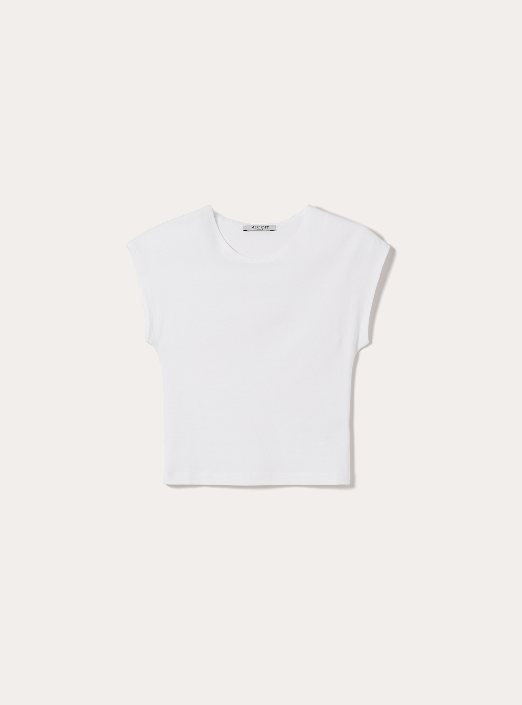 T-shirt crop con con maniche ad aletta, PANNA