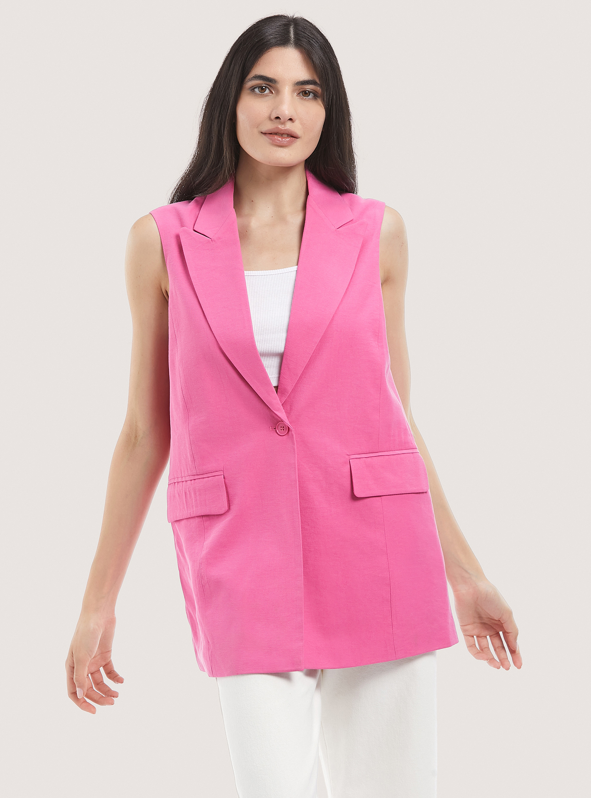 Vest with lapels and pockets, FX2 FUXIA MEDIUM