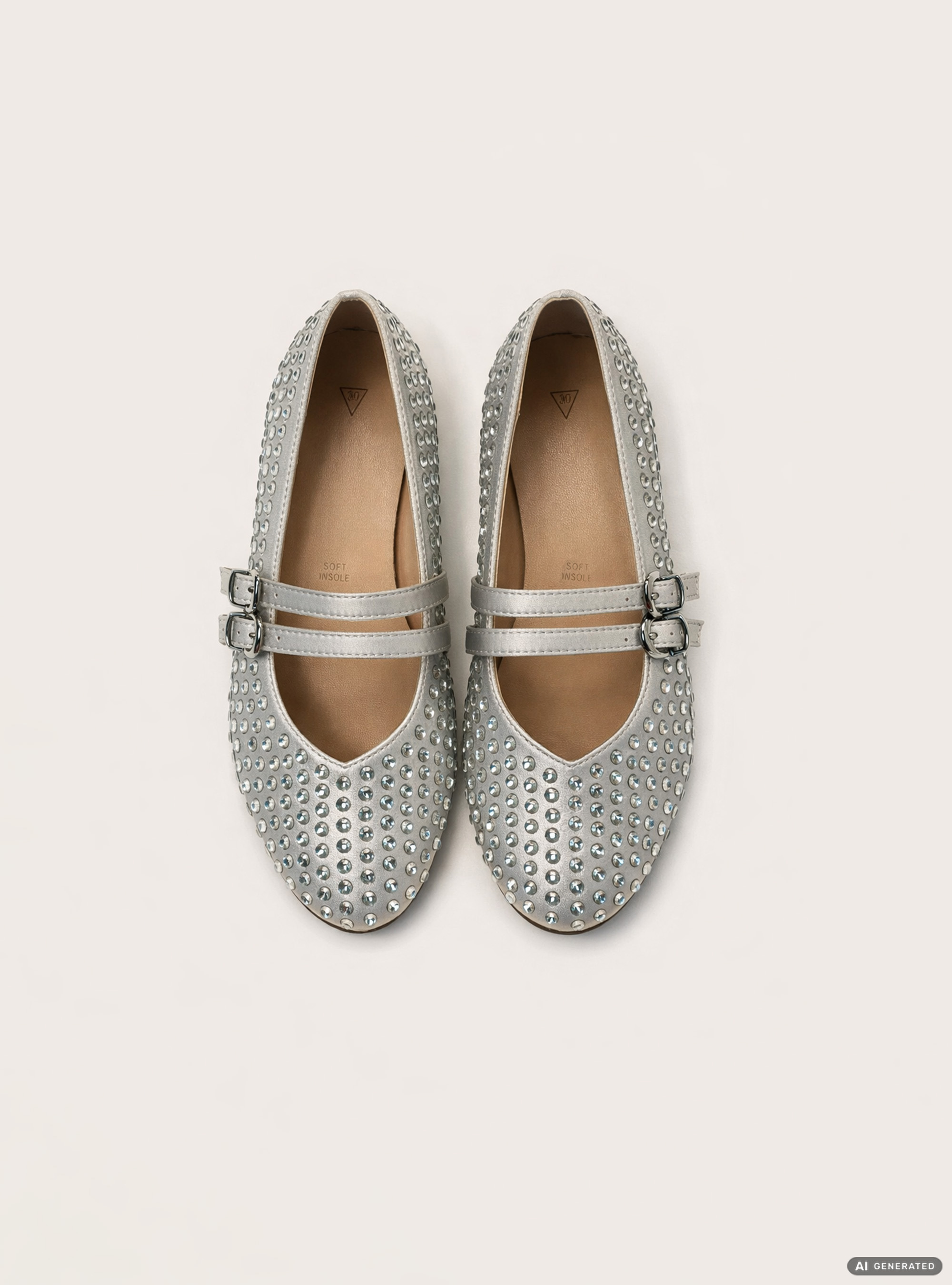 Studded ballet flats, WH1 OFF WHITE