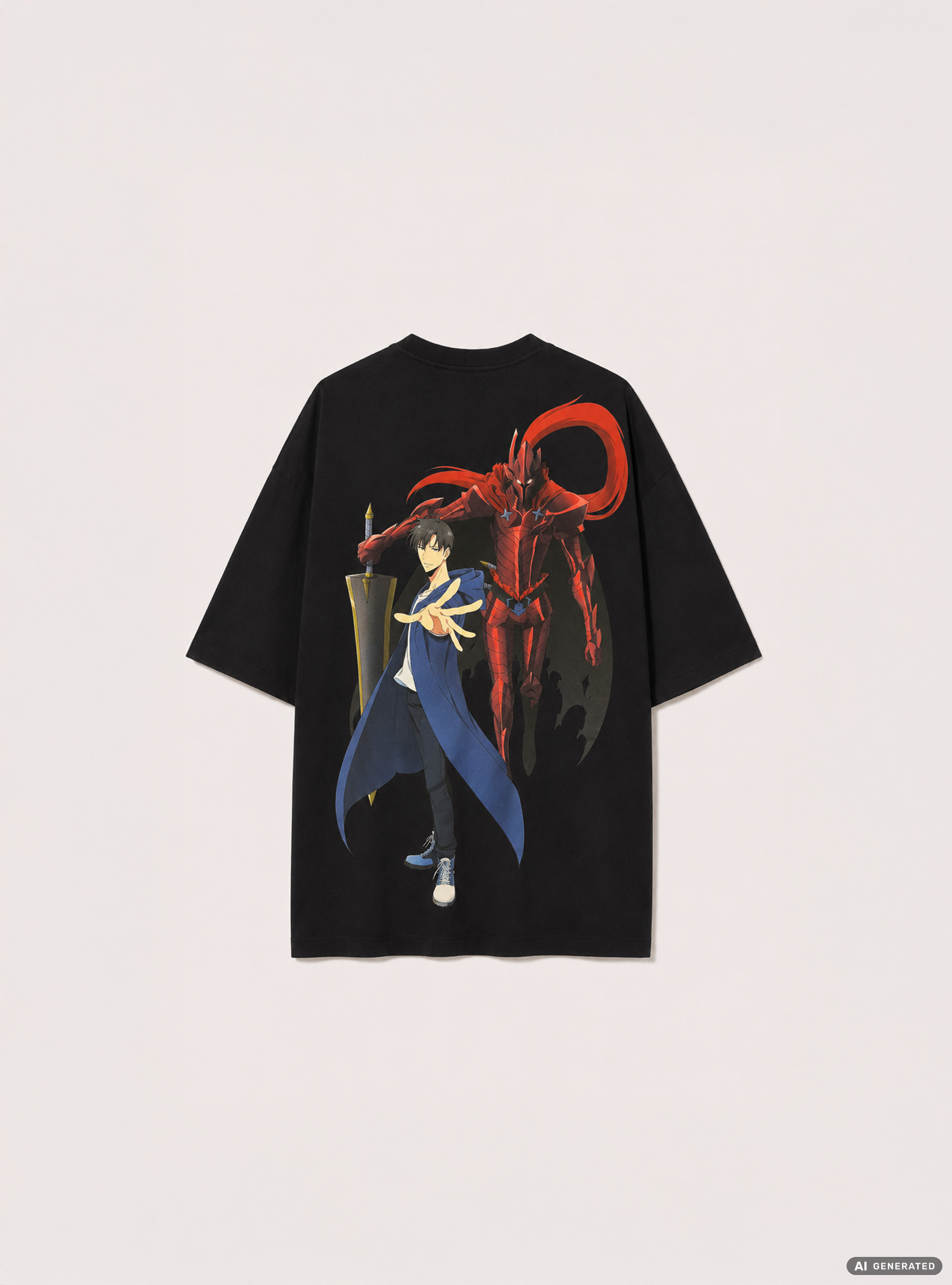 Licenza solo leveling t-shirt  boxy fit, BK1 BLACK