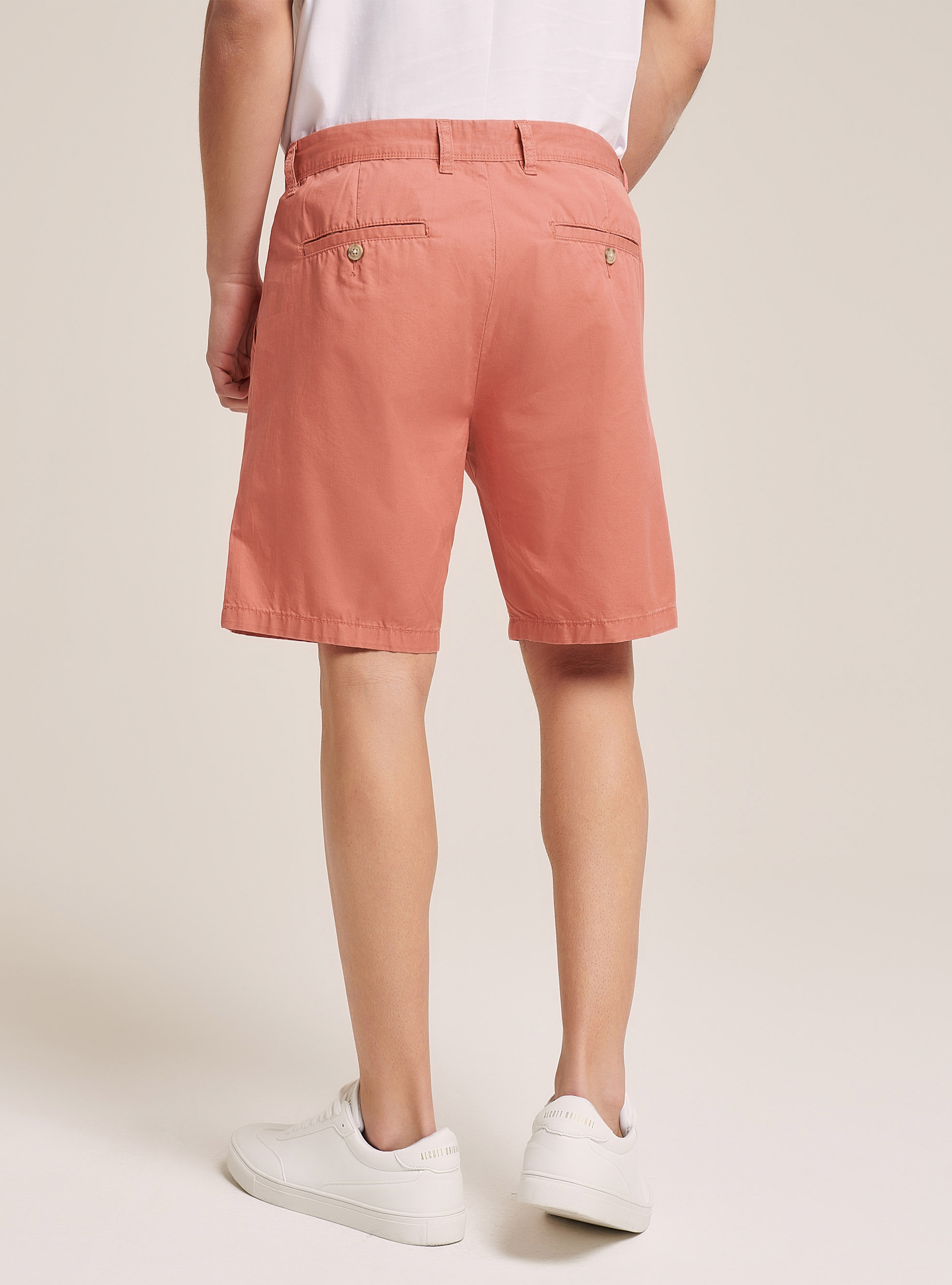 Plain Fit Twill Bermuda Shorts, PK2 PINK MEDIUM
