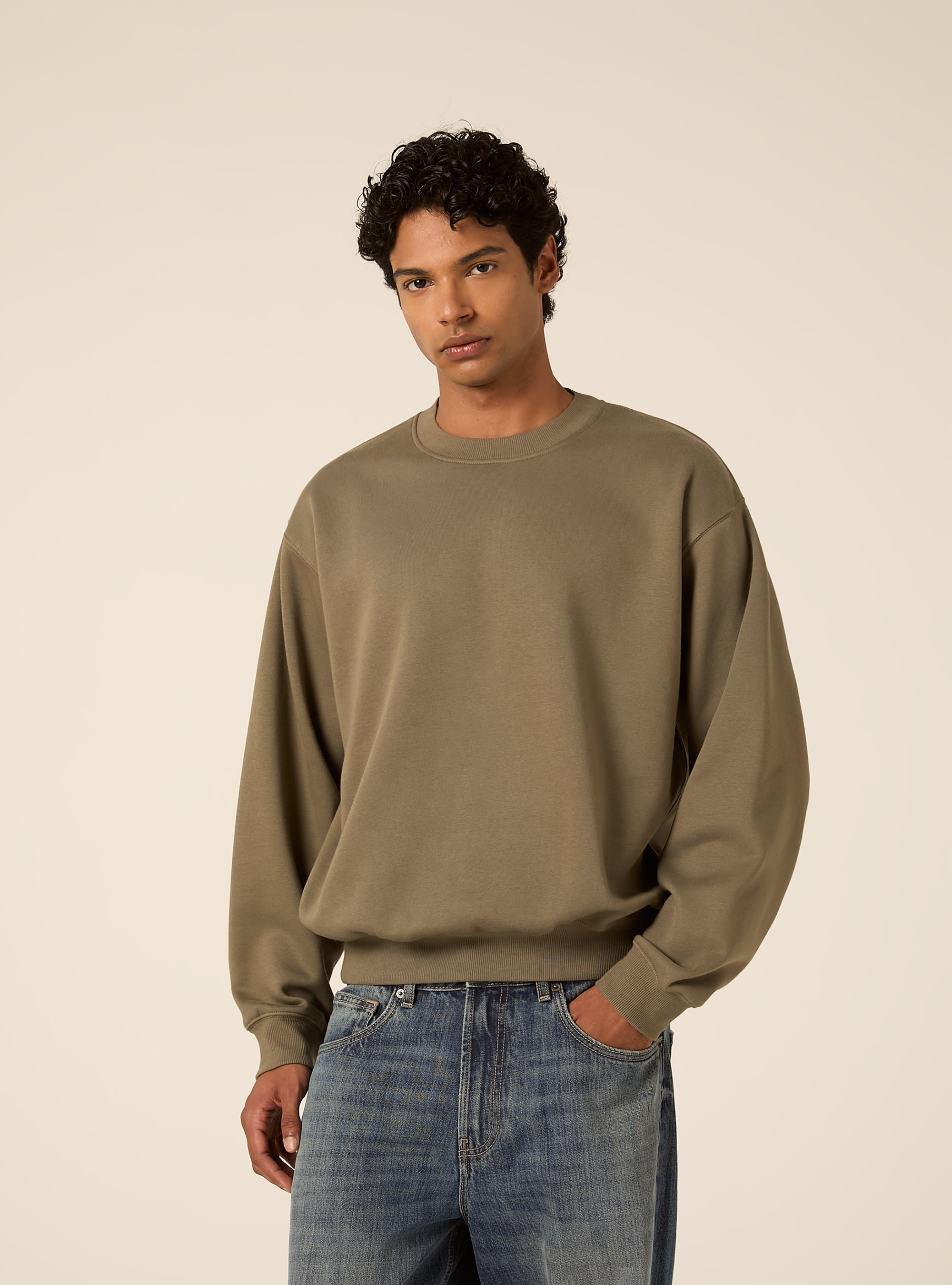 Felpa girocollo basica boxy fit, KY2 KAKY MEDIUM
