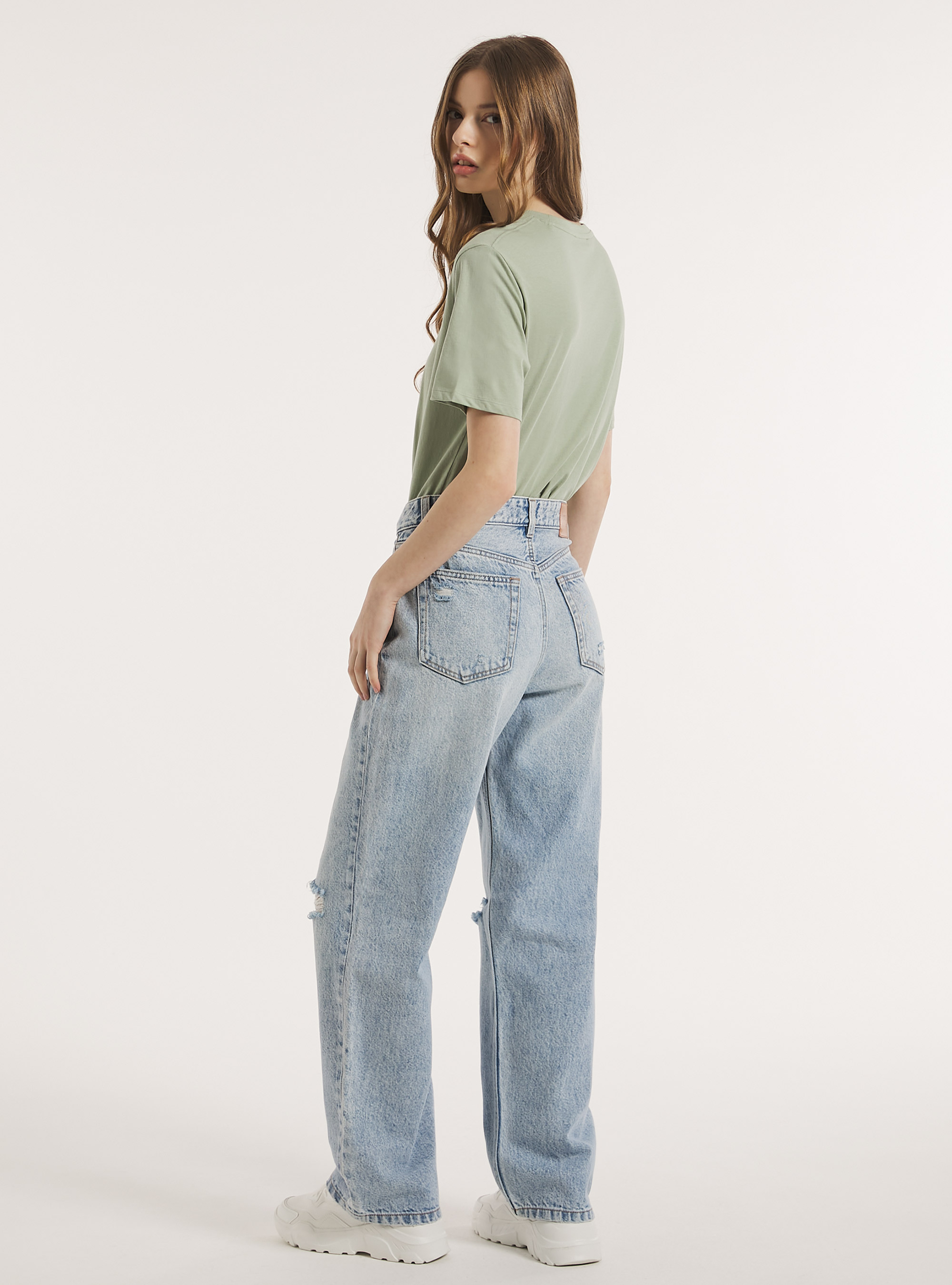 Jean ample à coupe droite, D007 LIGHT AZURE