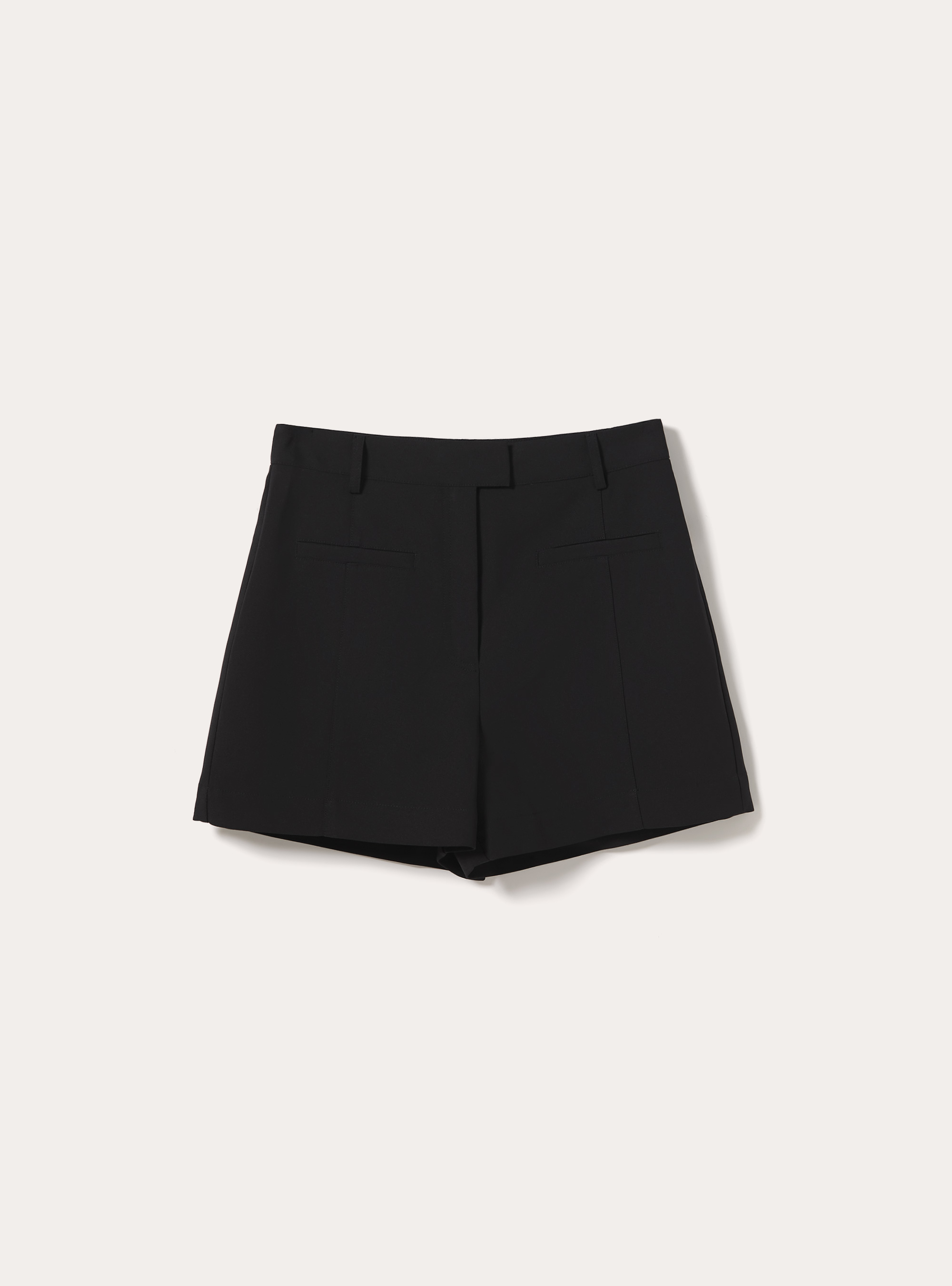 Shorts de Crep&eacute; de Color Liso, BK1 BLACK