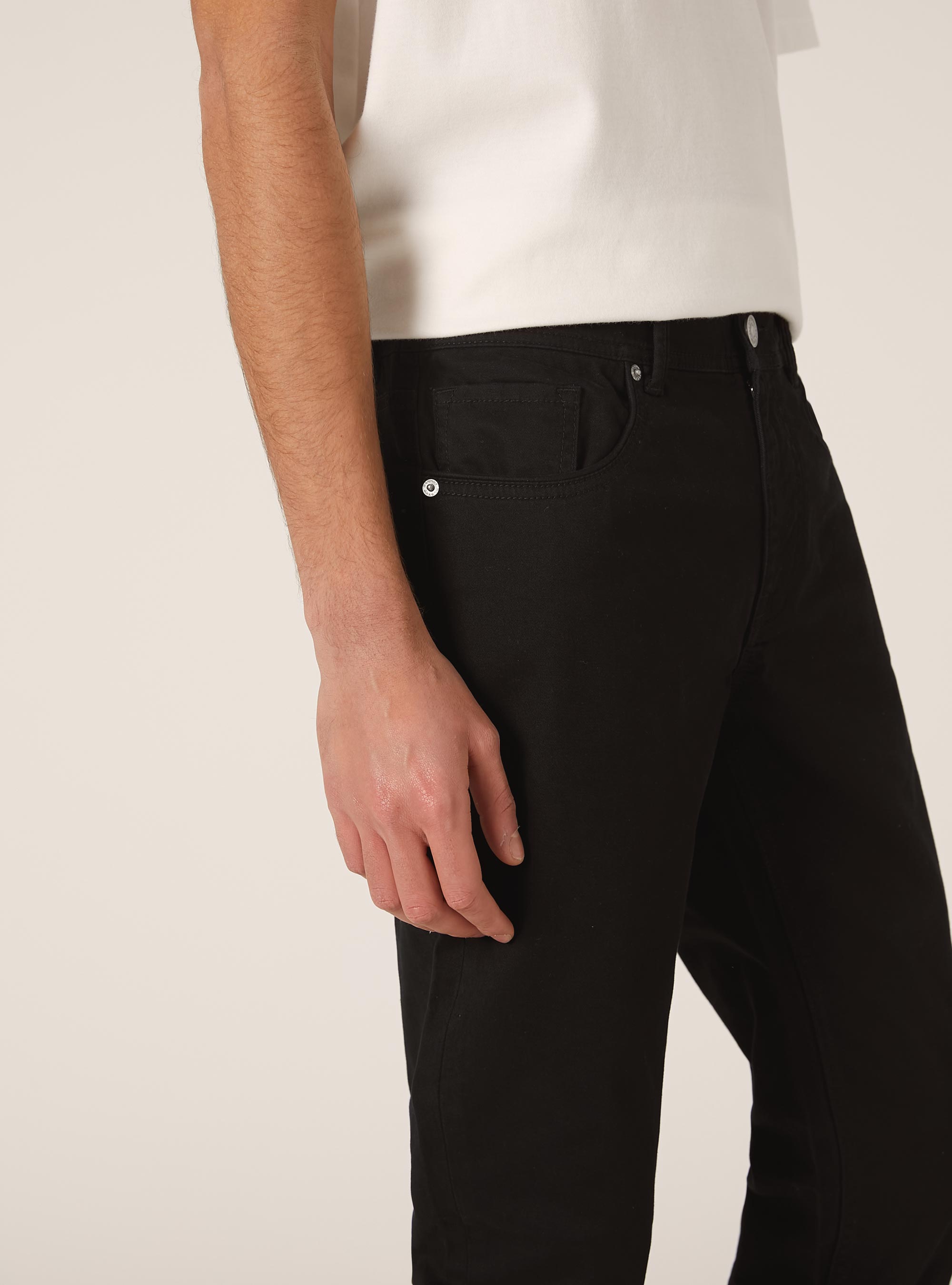 Skinny fit cotton trousers, BK1 BLACK