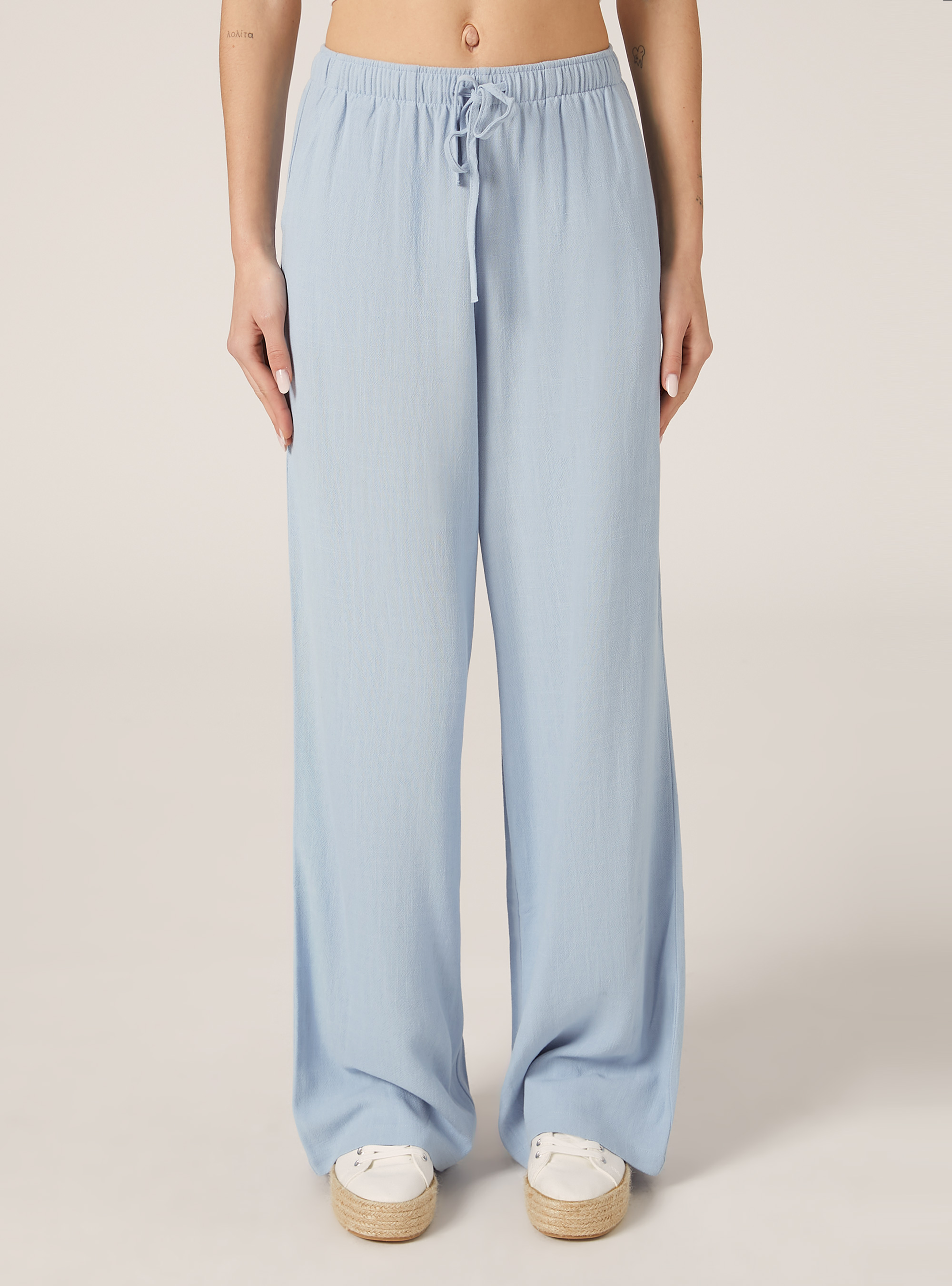 Linen blend palazzo trousers, AZ3 AZURE LIGHT