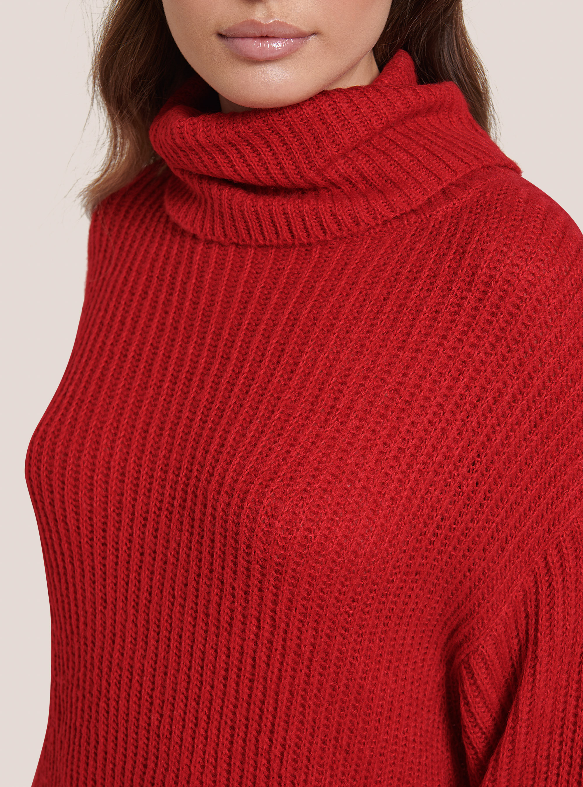 Rollkragenpullover in Übergröße, C4498 RED