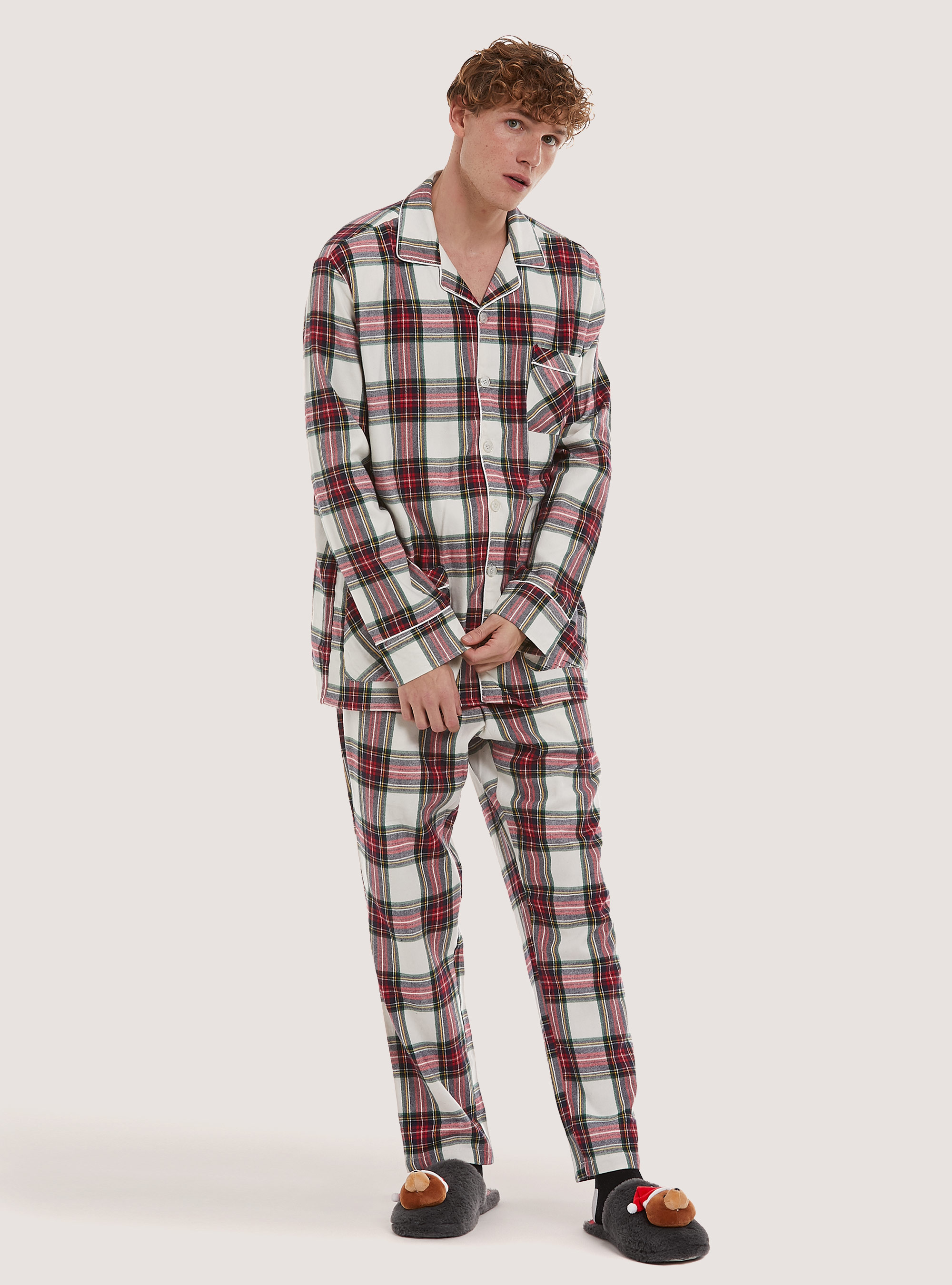 Christmas Family Collection tartan pyjamas, WH1 OFF WHITE