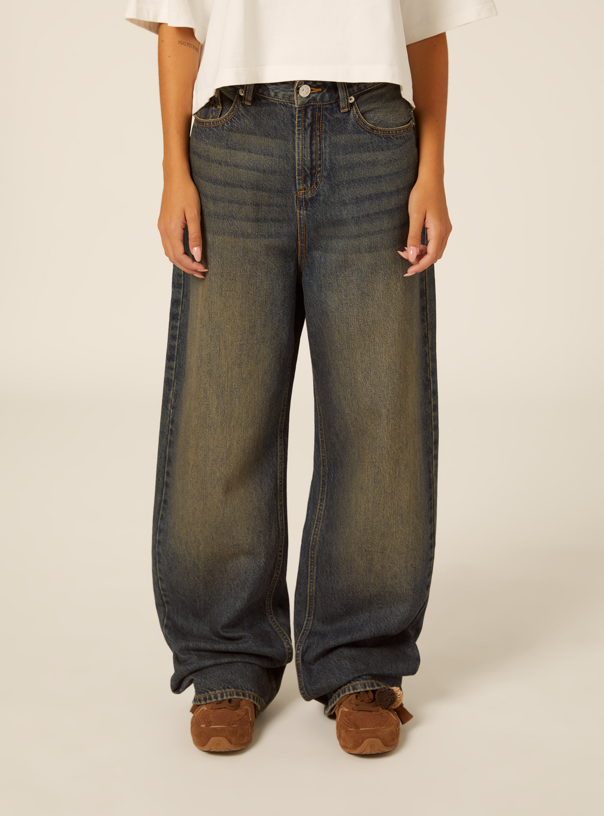 Wide leg jeans, D100 BLUE DARK OVERDYE