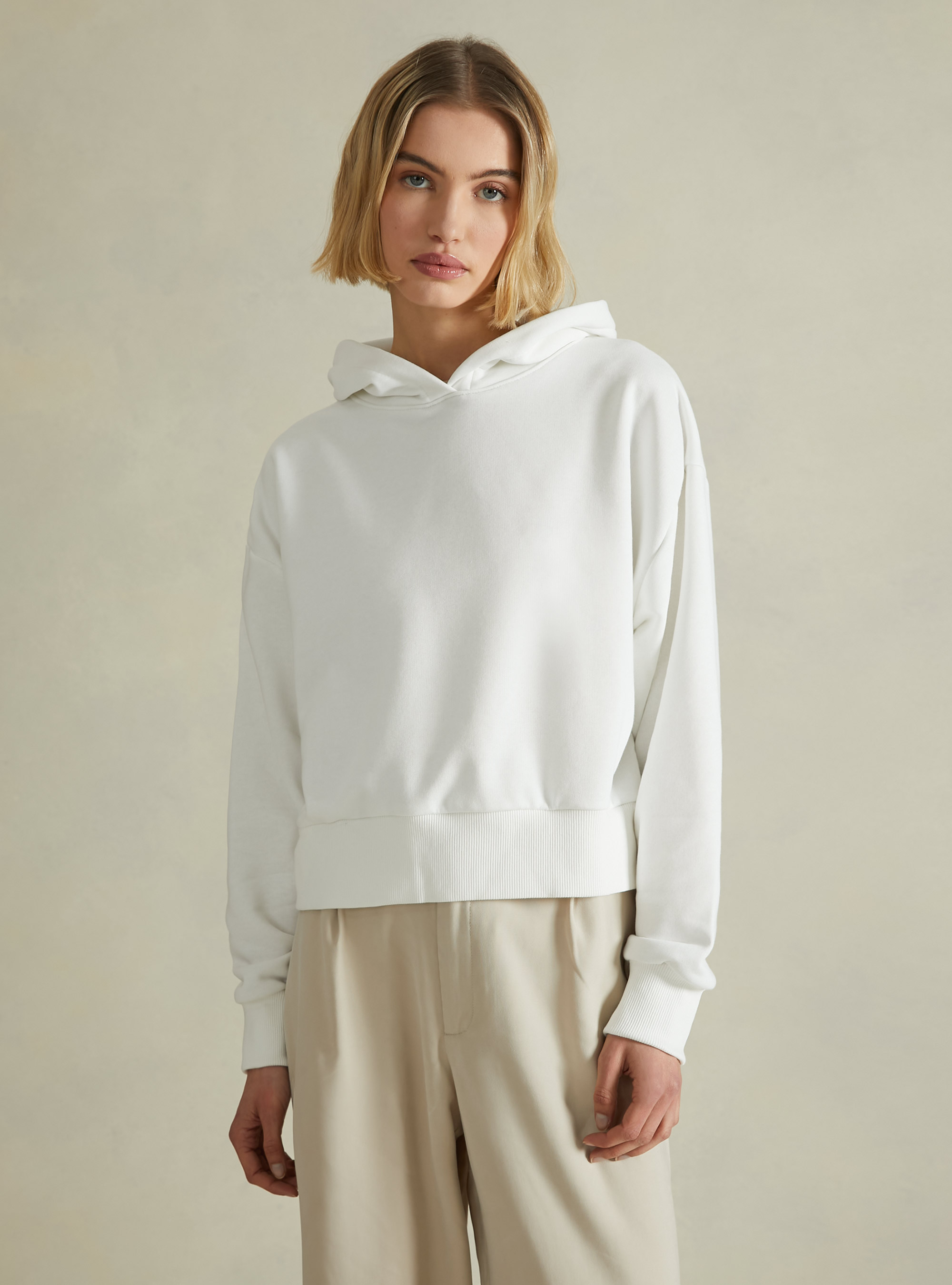 Boxy fit hooded sweatshirt, WH2 WHITE