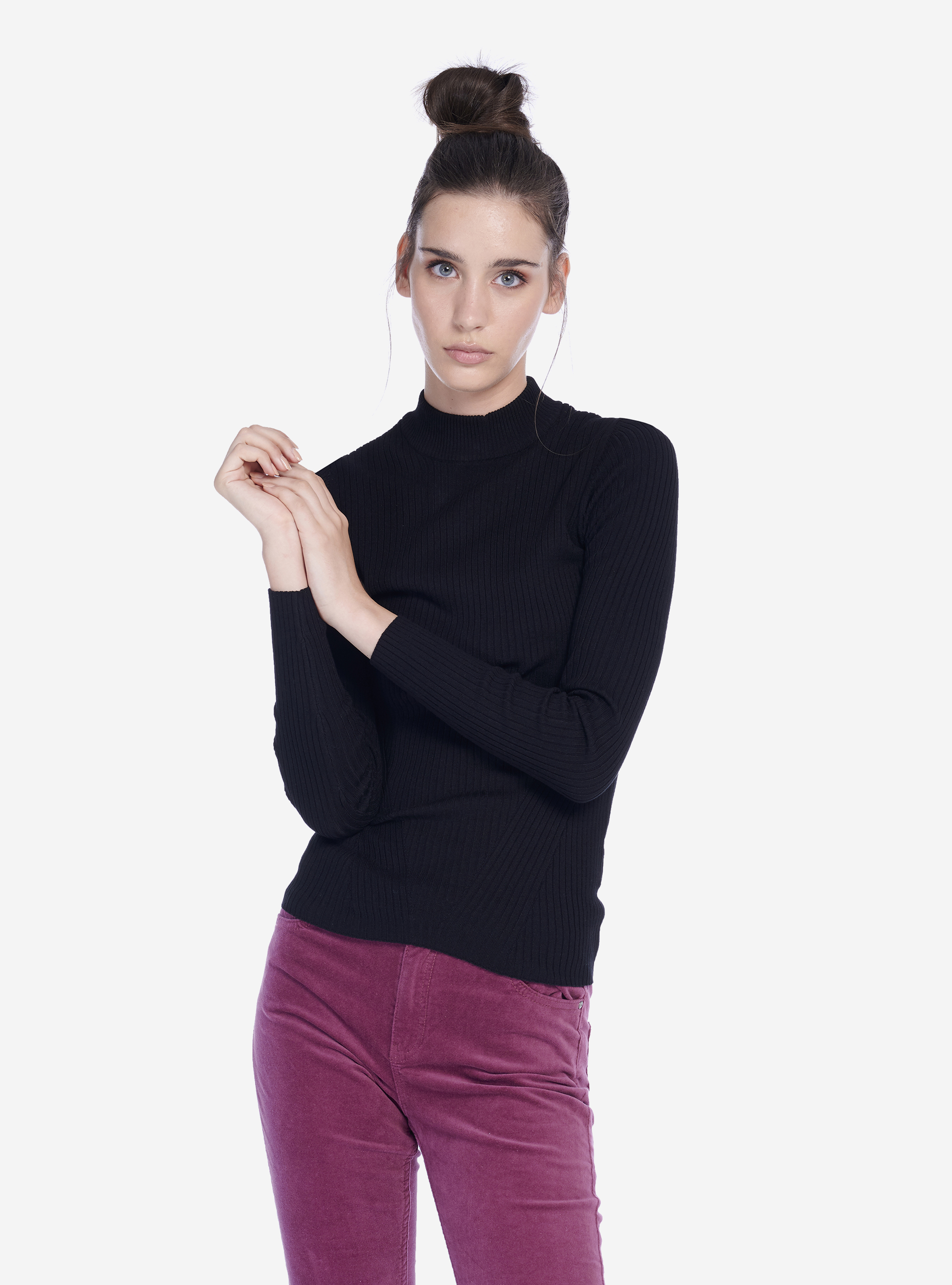 CREWNECK CROPPED PULLOVER, BLACK