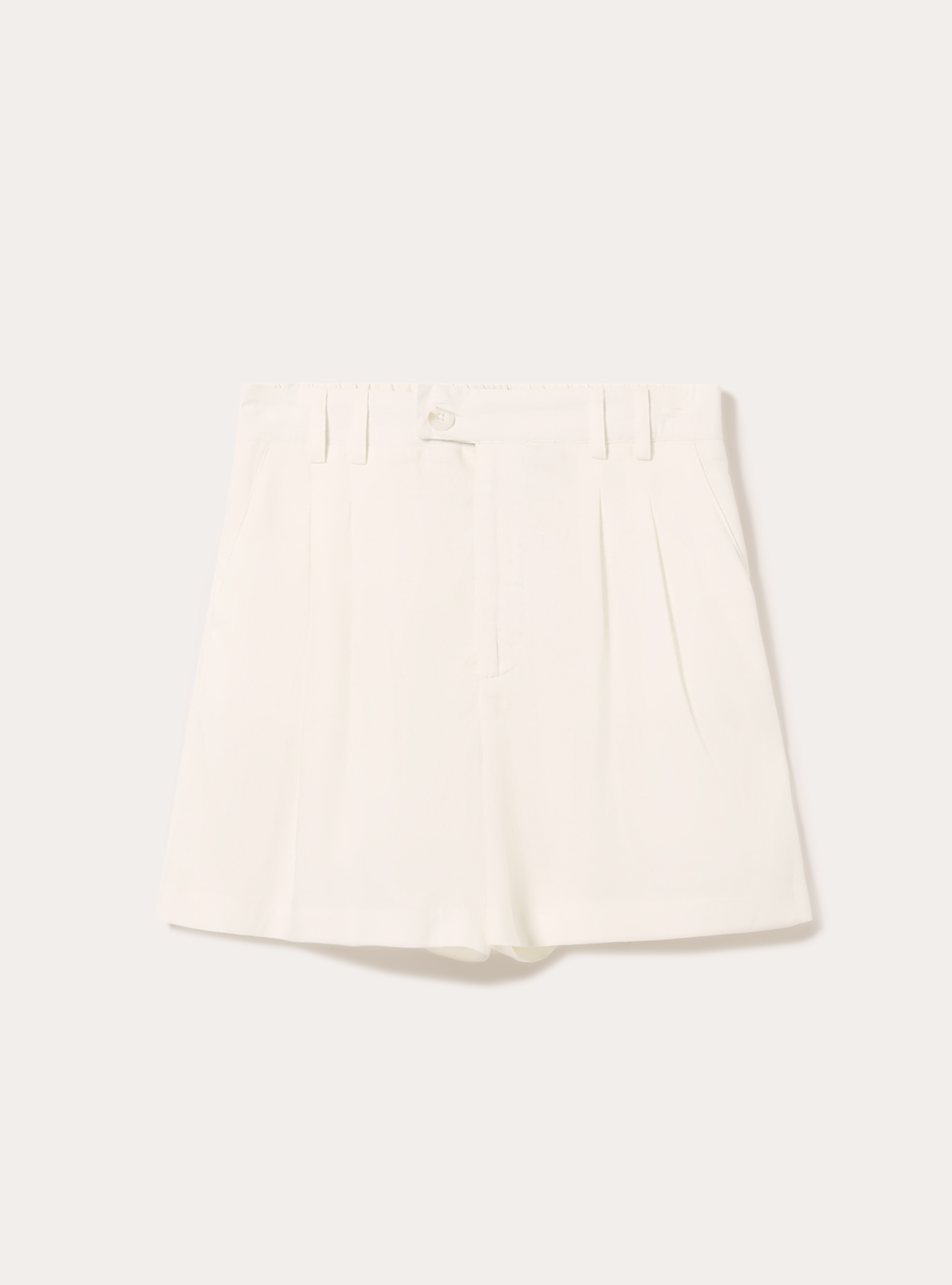 Bermuda in misto lino in tinta unita, WH2 WHITE