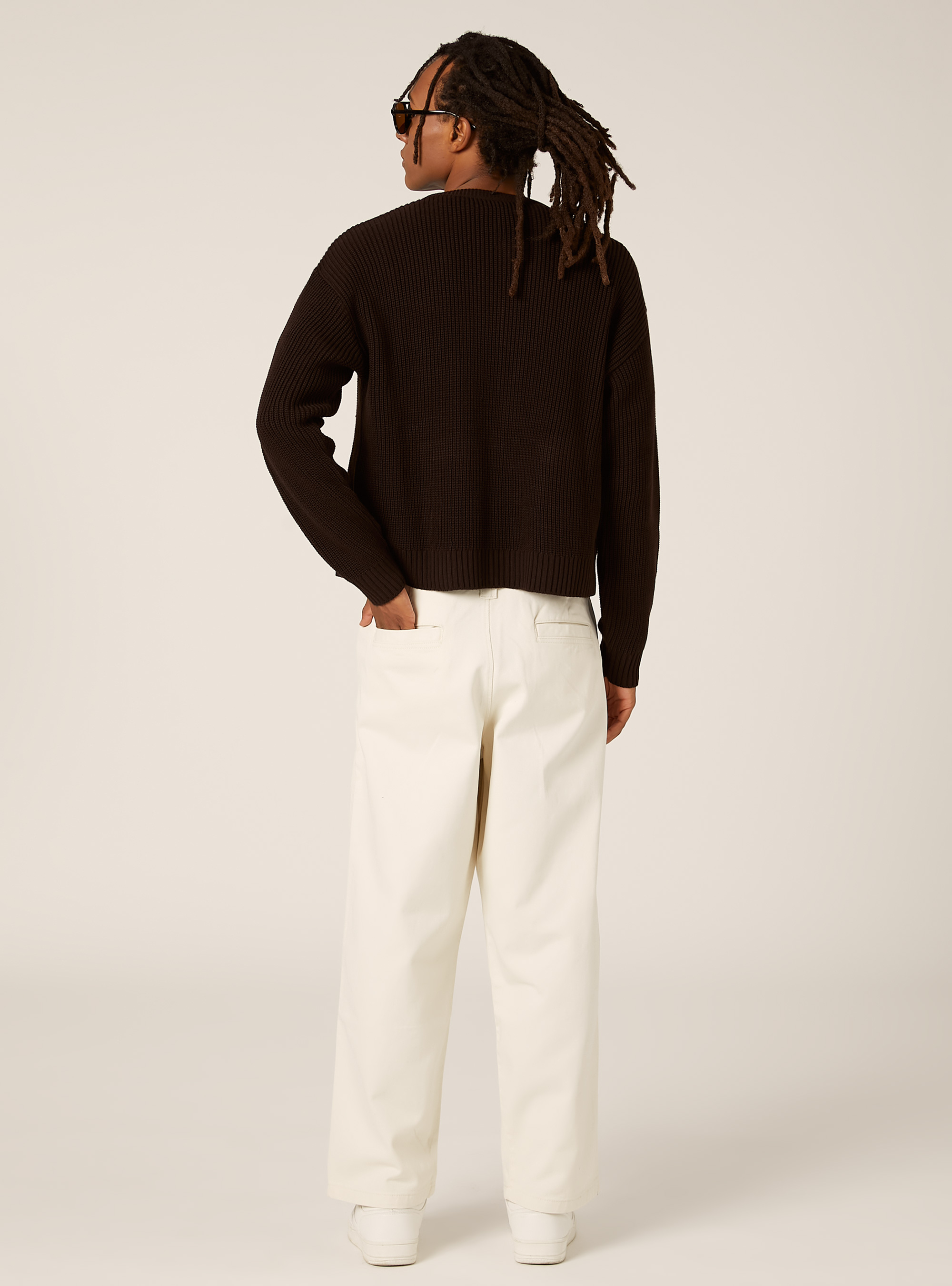 Boxy fit knit cardigan, BR1 BROWN DARK