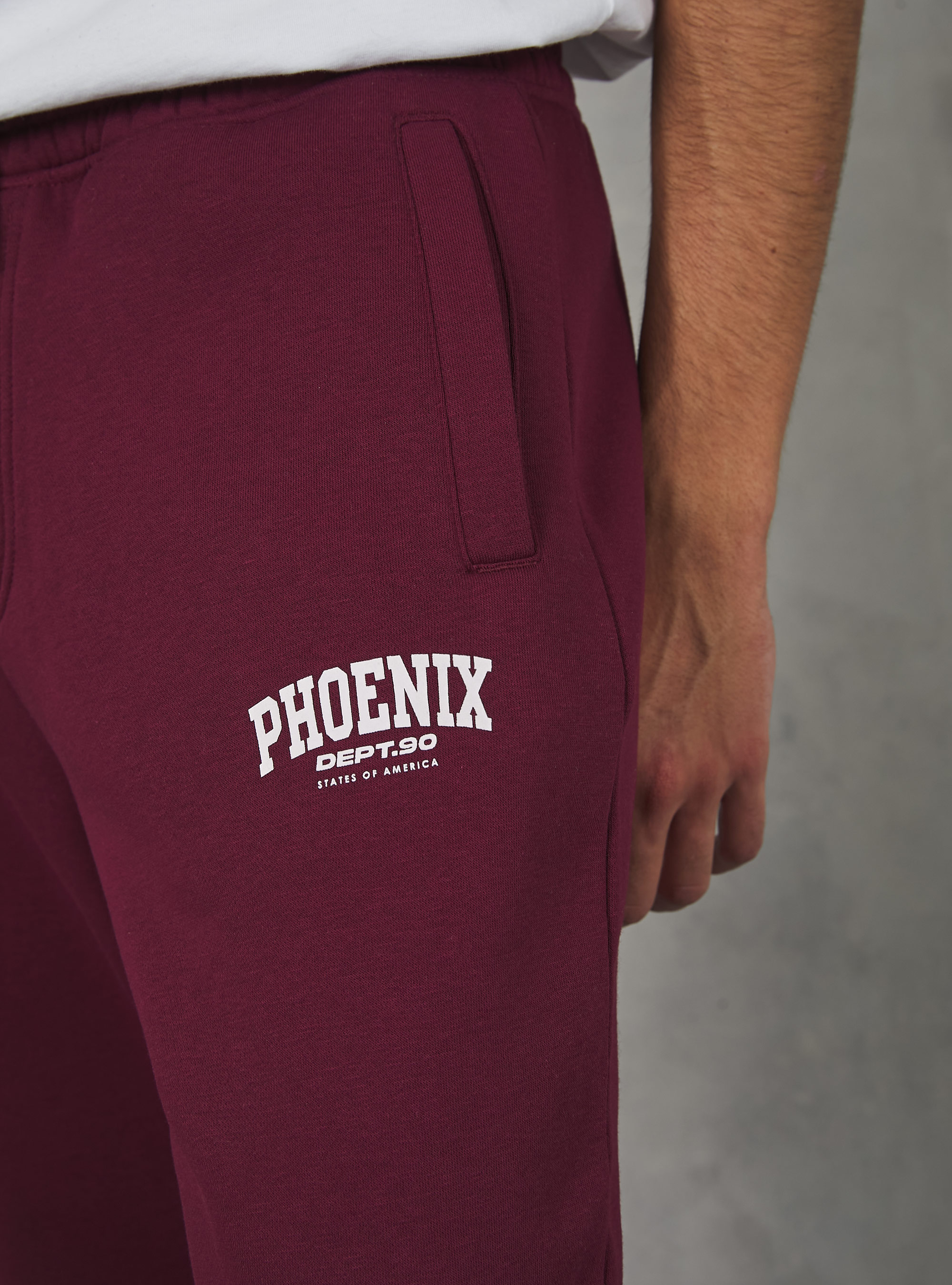 Jogger with college print, BO1 BORDEAUX DARK