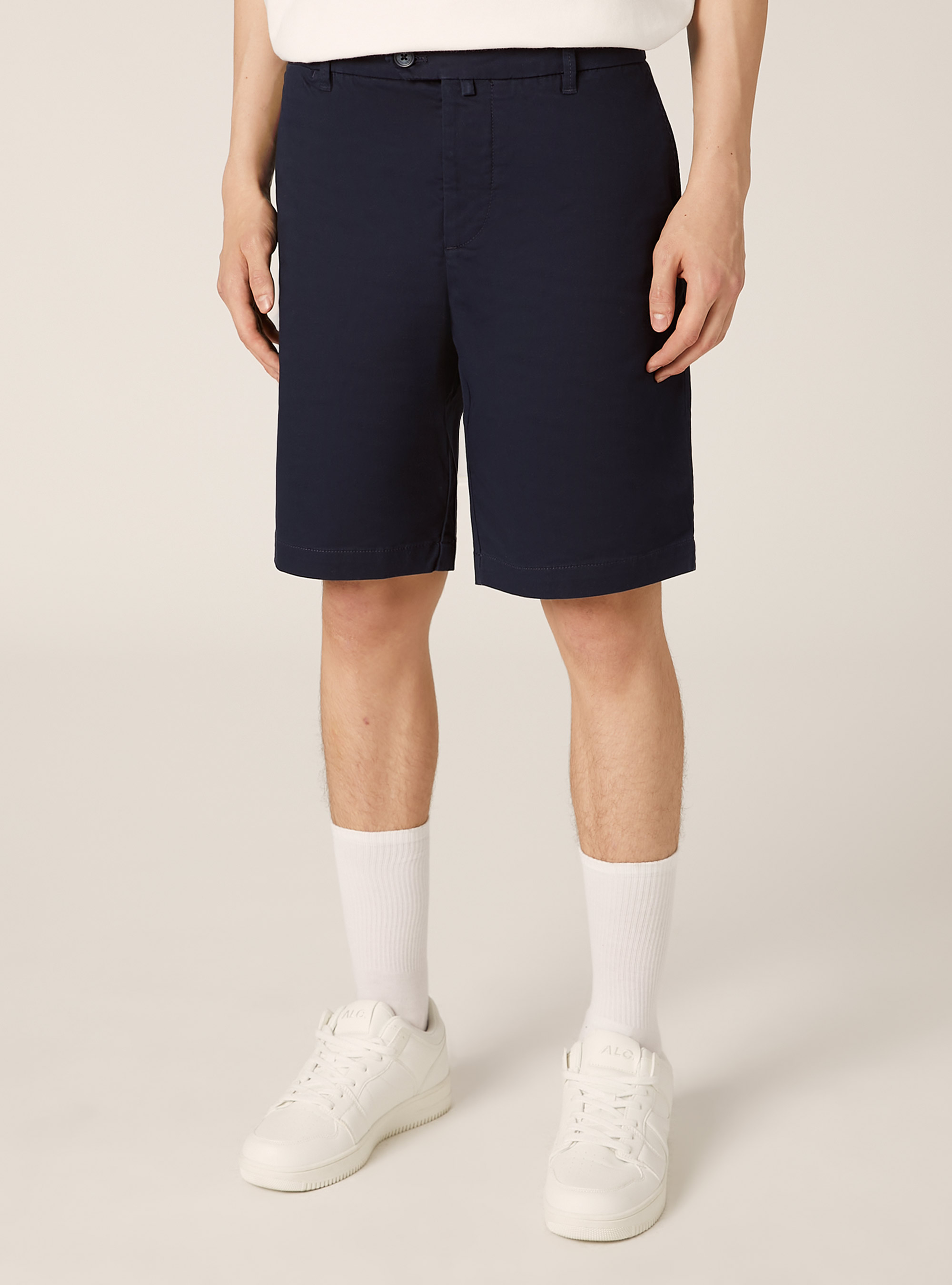 Cotton twill stretch bermuda shorts, BL1 BLUE DARK