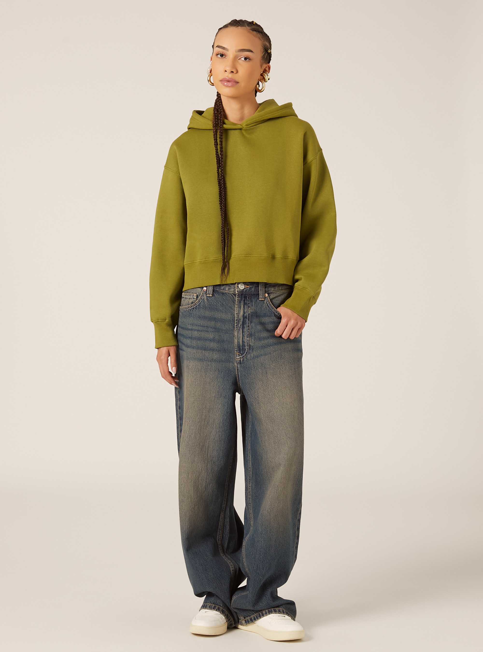 Sweat à capuche coupe boxy, GN2 GREEN MEDIUM