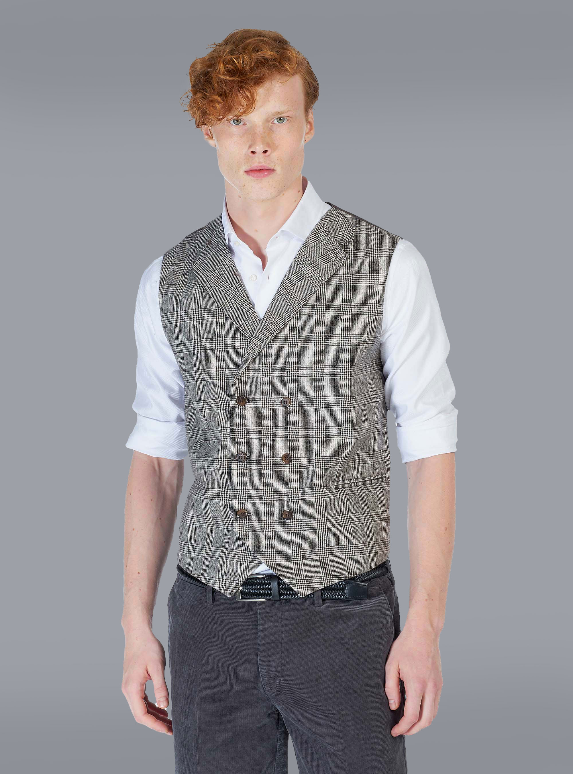 Gilet doppiopetto principe di Galles, MARRONE SCURO