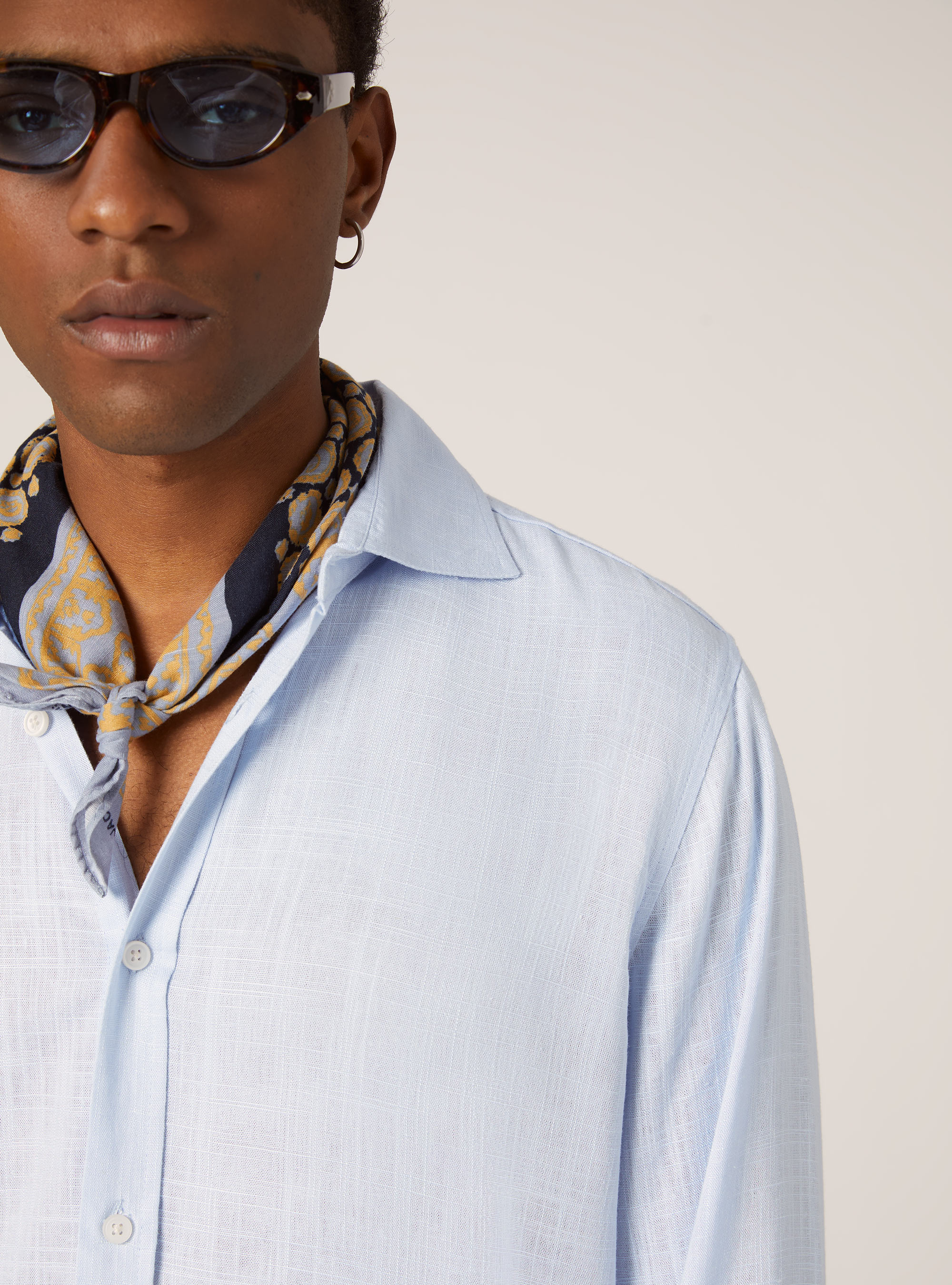 Linen blend shirt, AZ2 AZURE MEDIUM