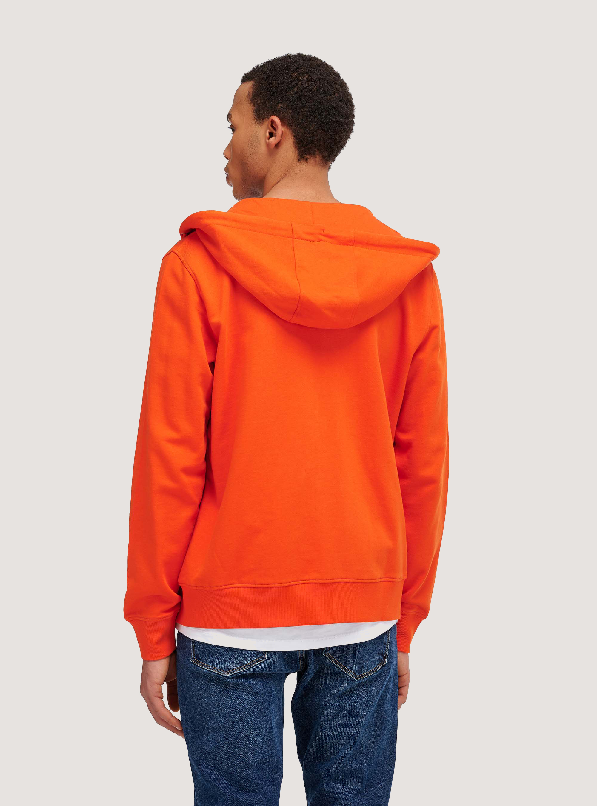 Felpa con Zip e Stampa, C3355 ORANGE