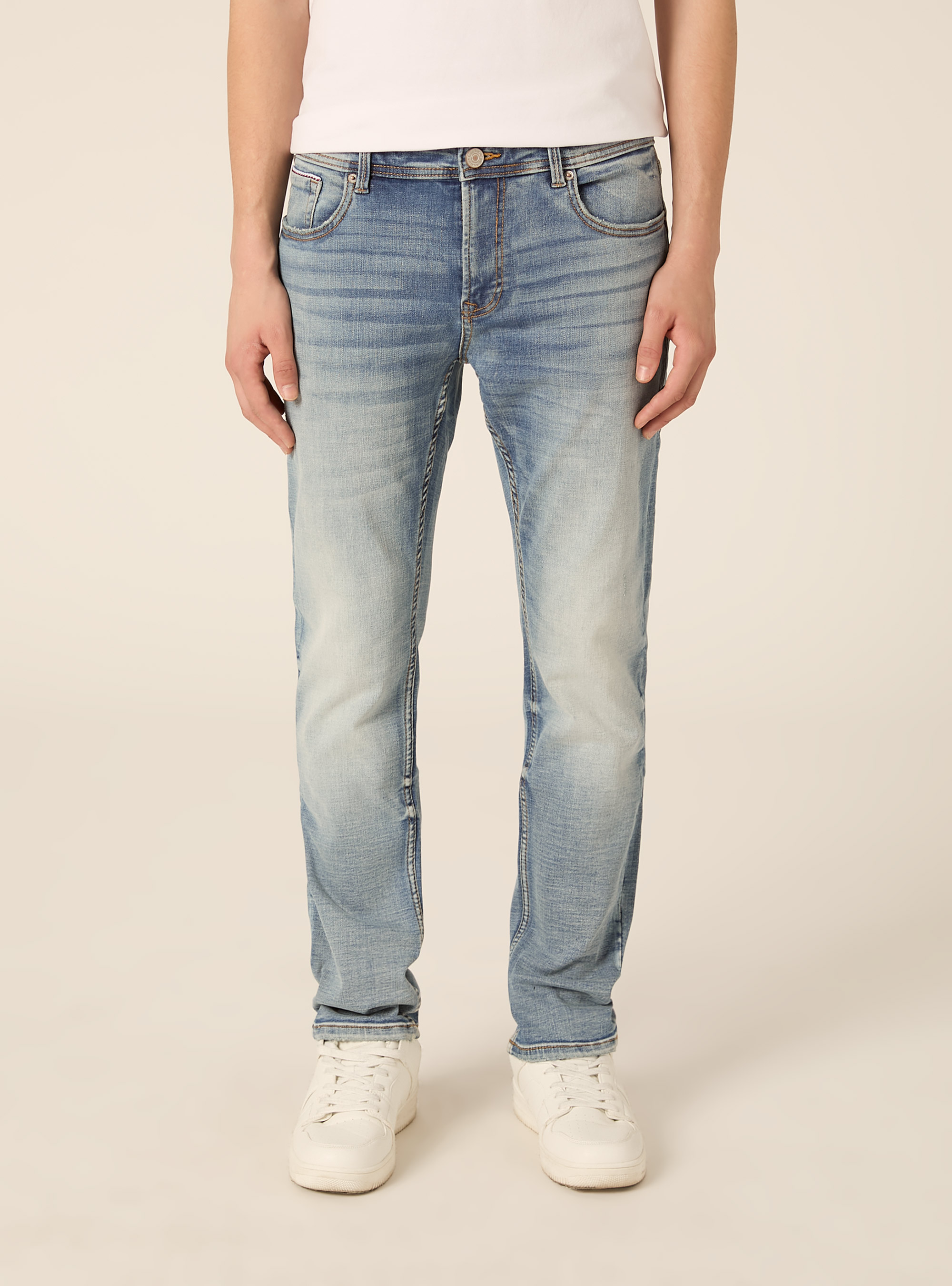 Jeans skinny fit, D201 AZZURRE MED OVERDYE
