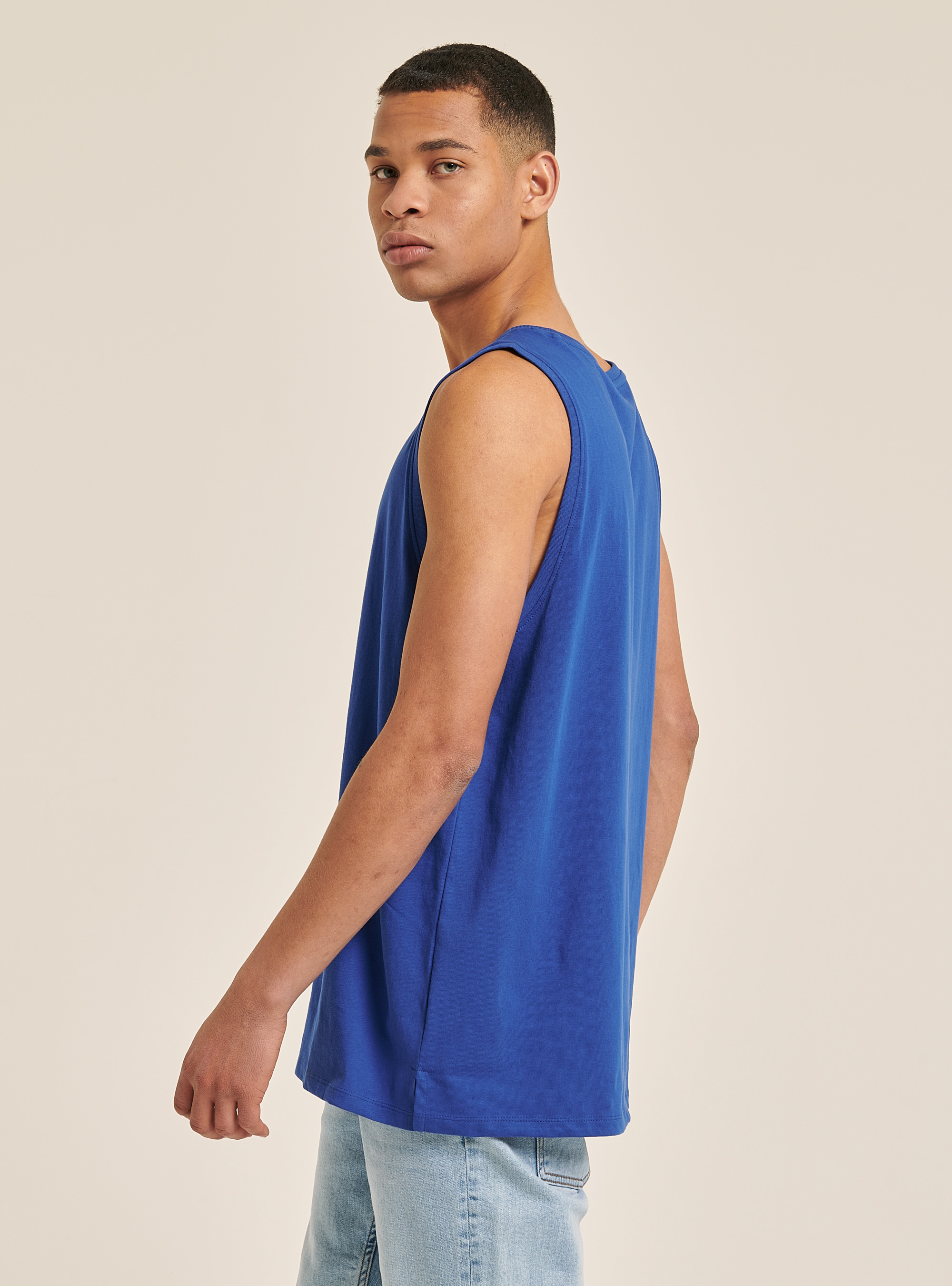 Einfarbiges Basic-Tanktop aus reiner Baumwolle, C2227 ROYALE