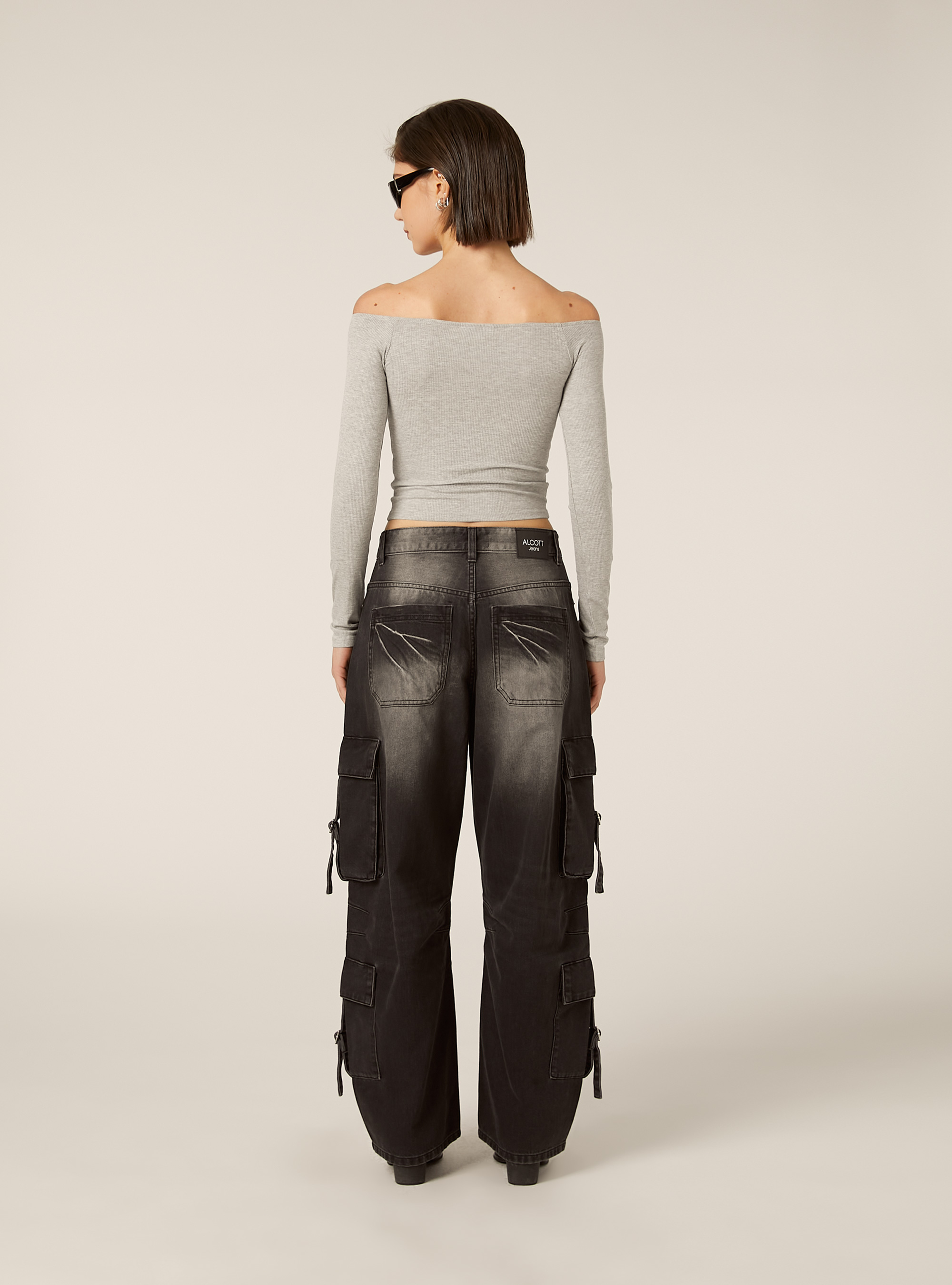 Maglia maniche lunghe scollo bardot, MGY3 GREY MEL LIGHT