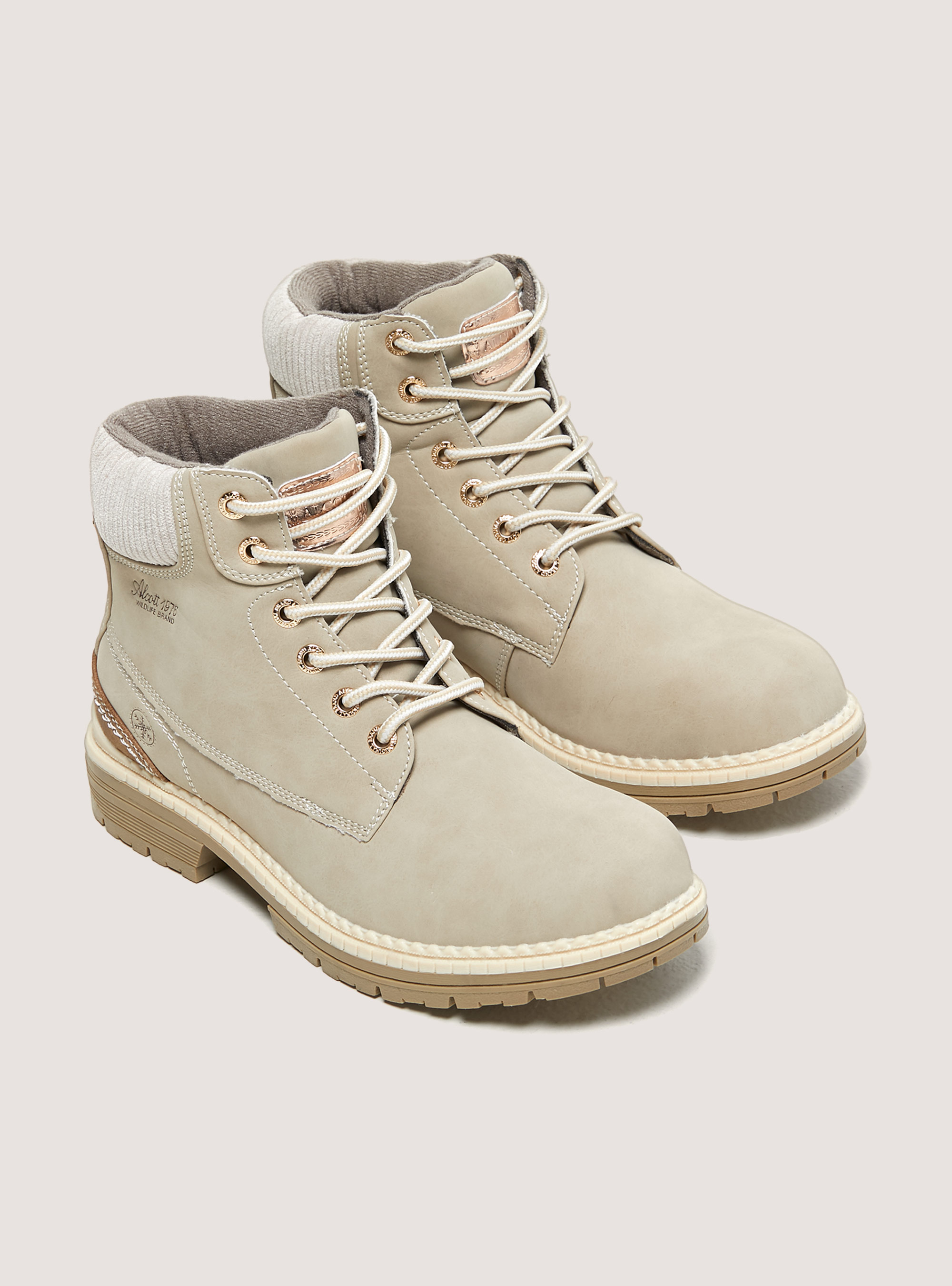 Stivaletti Mountain con stringhe, BEIGE