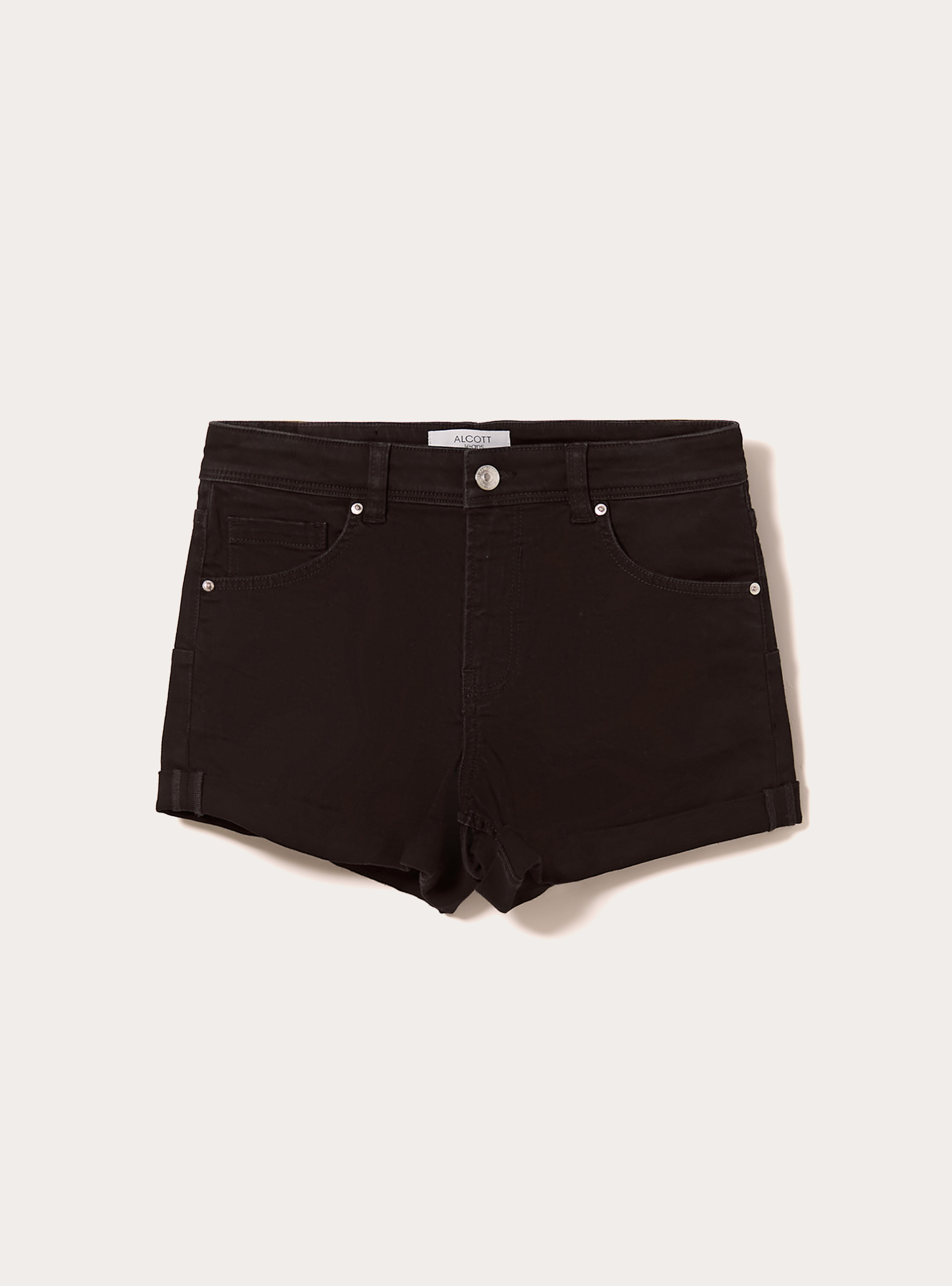 Mom slim fit stretch denim shorts, D000 BLACK