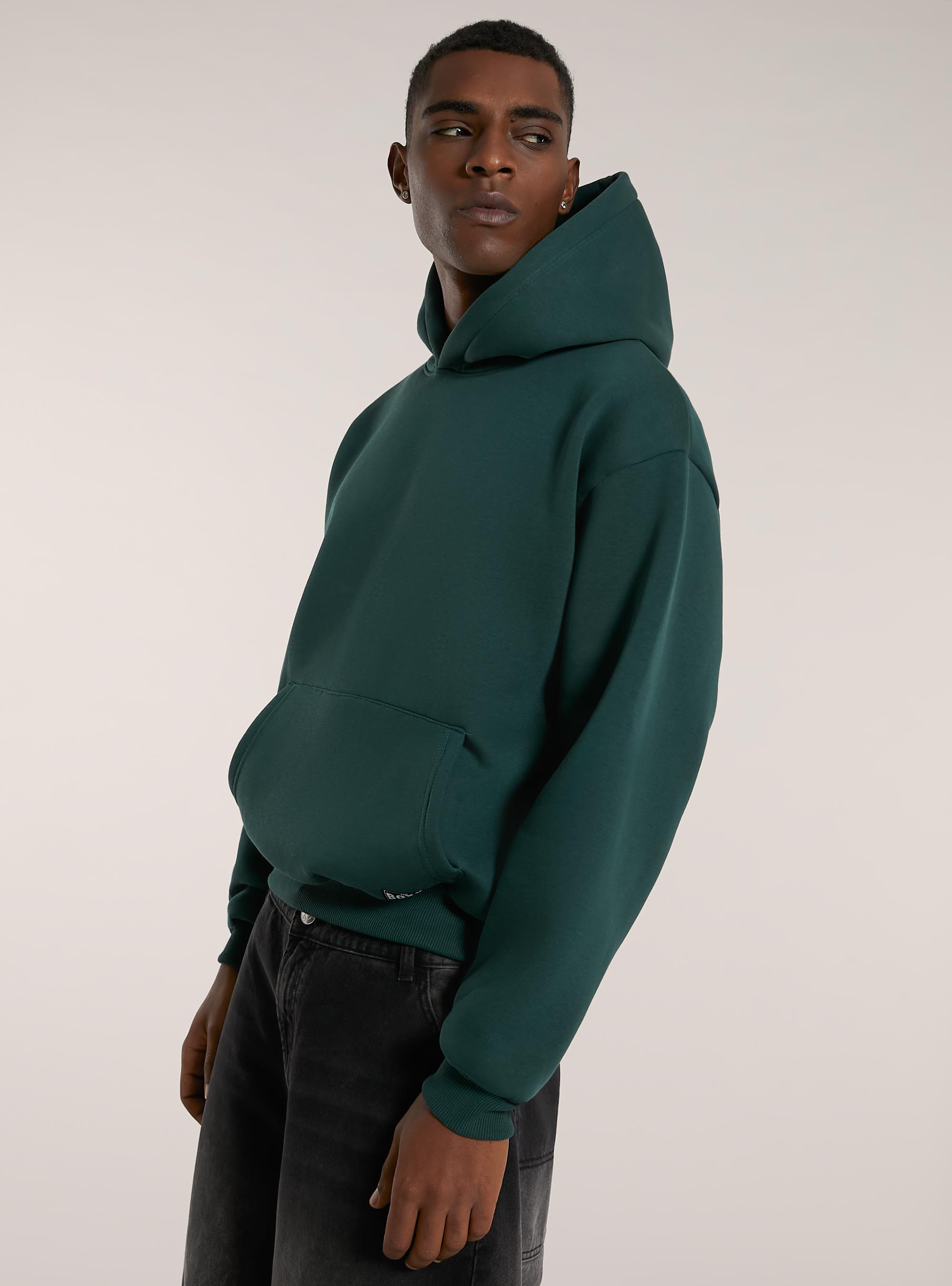 Boxy Fit Hoodie Genderless, GN1 GREEN DARK