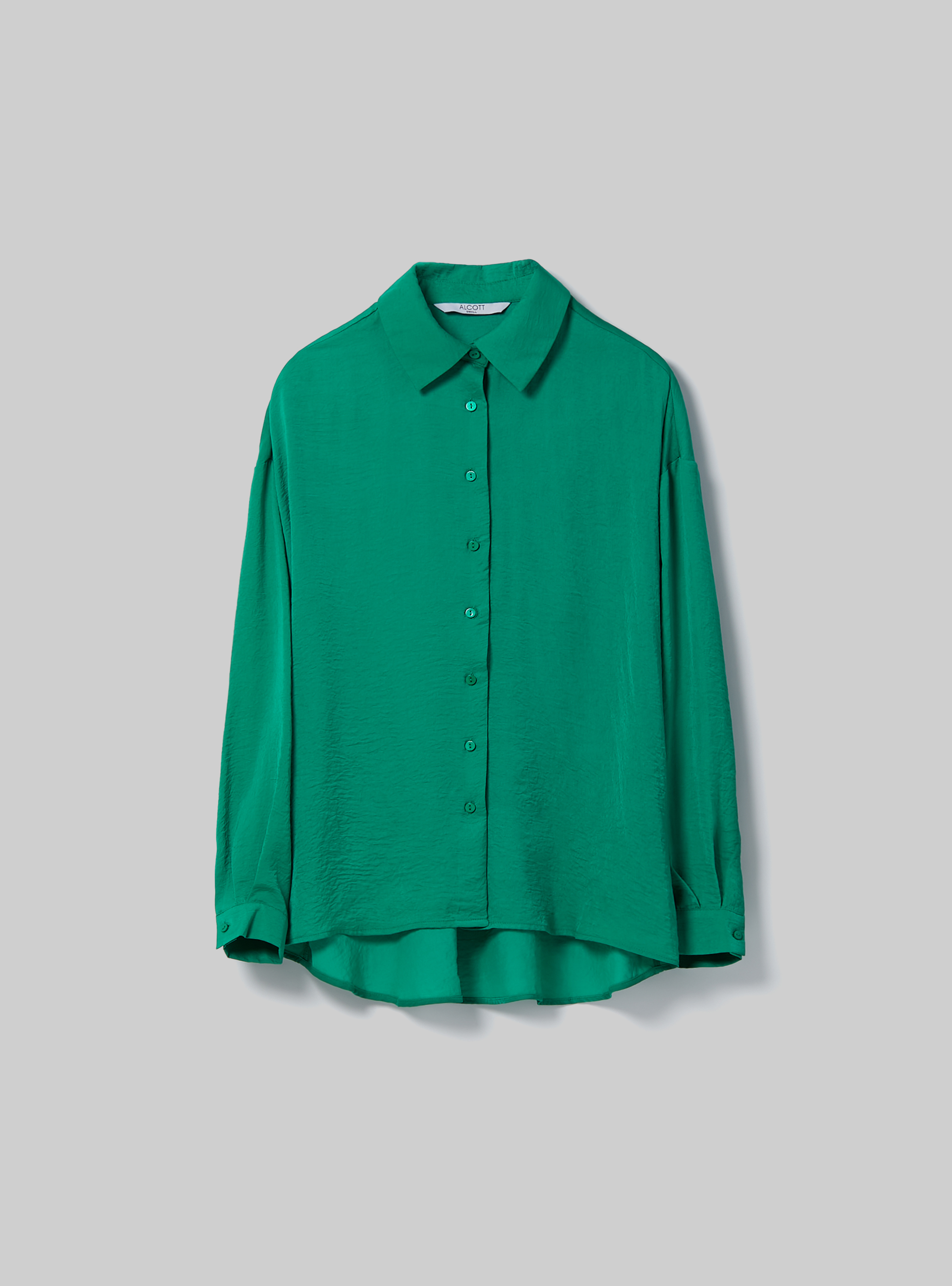 Solid-coloured satin shirt, GN2 GREEN MEDIUM