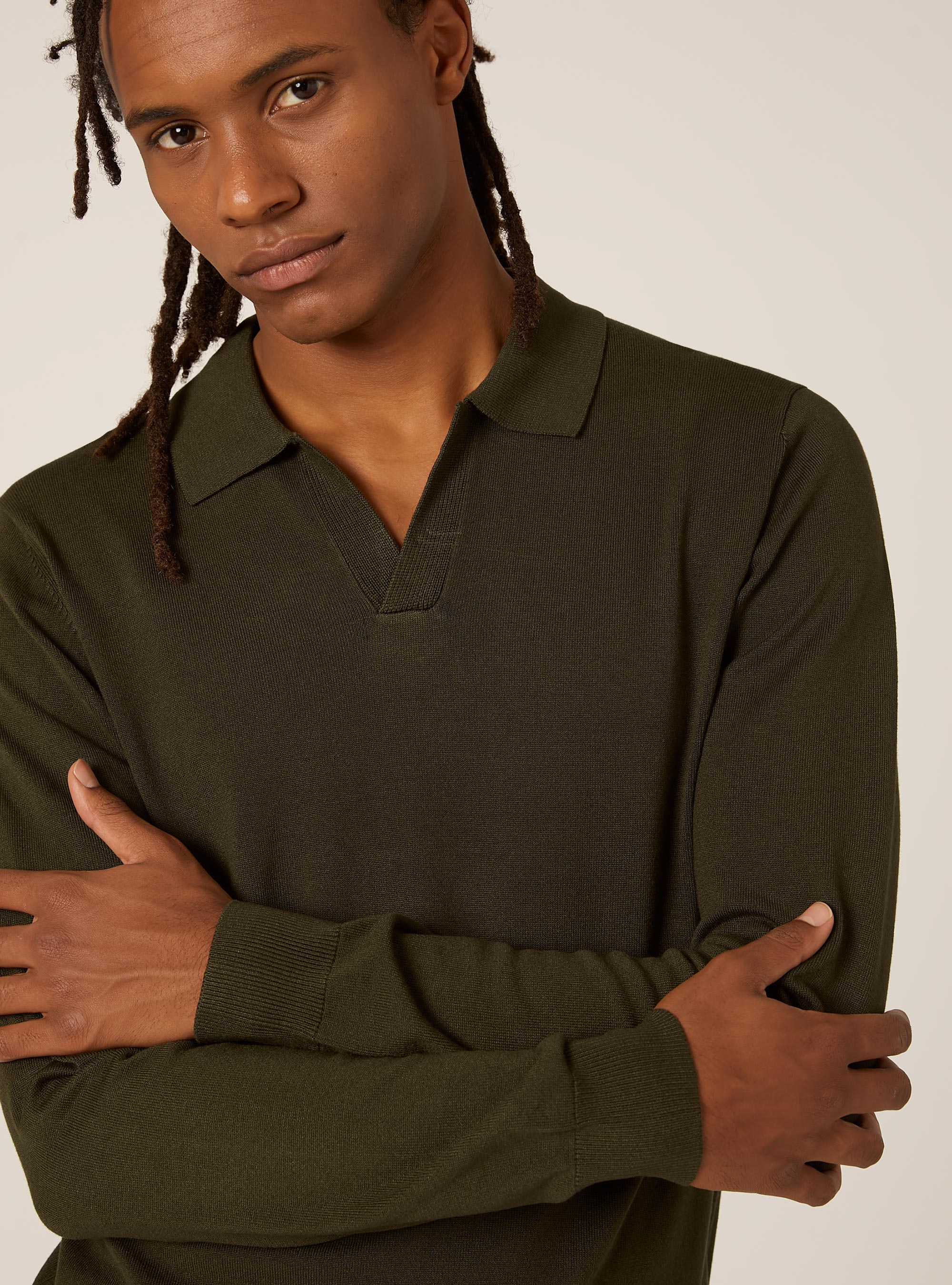 Weiches Strick-Polohemd, KY1 KAKY DARK