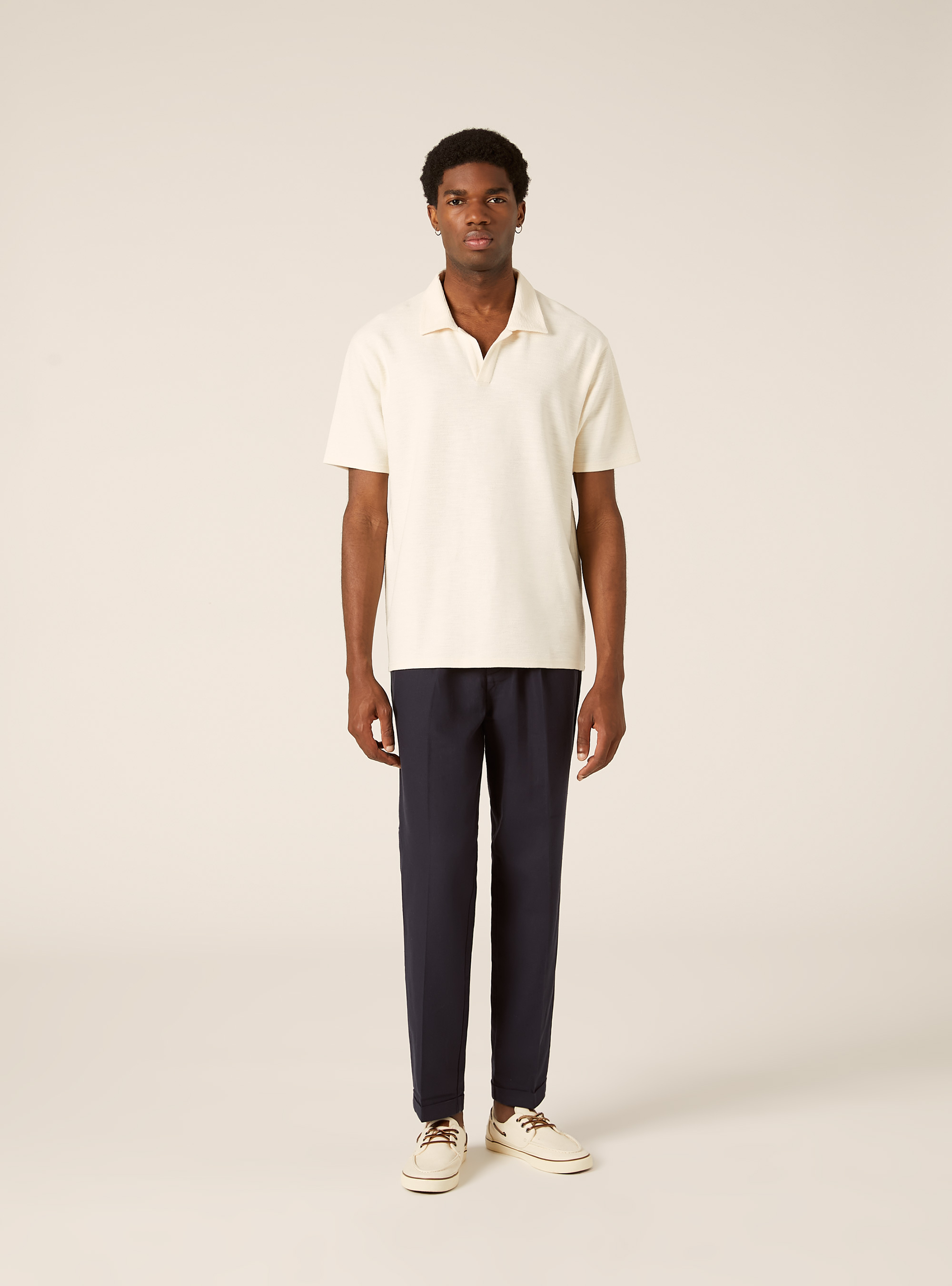 Waffle Knit Polo Shirt, WH2 WHITE