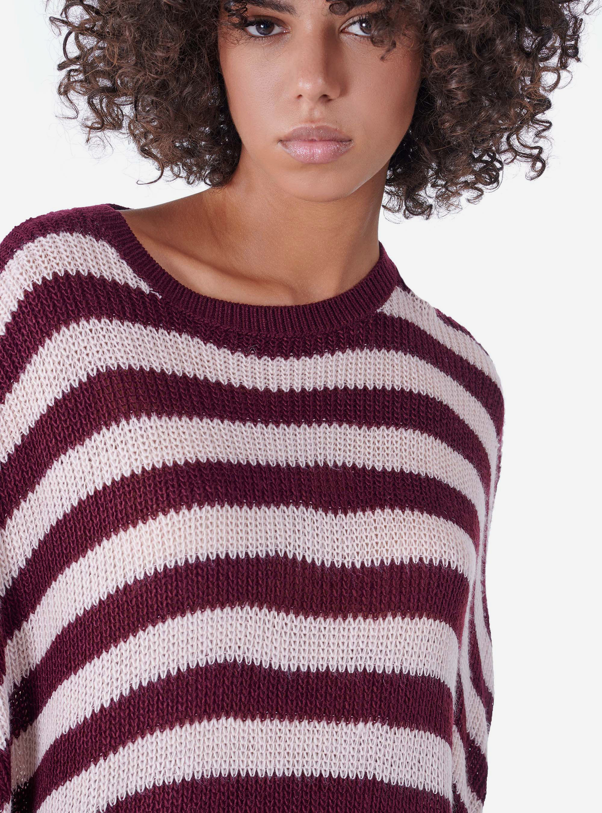 JERSEY RAYADO SOBREDIMENSIONADO, BURDEOS