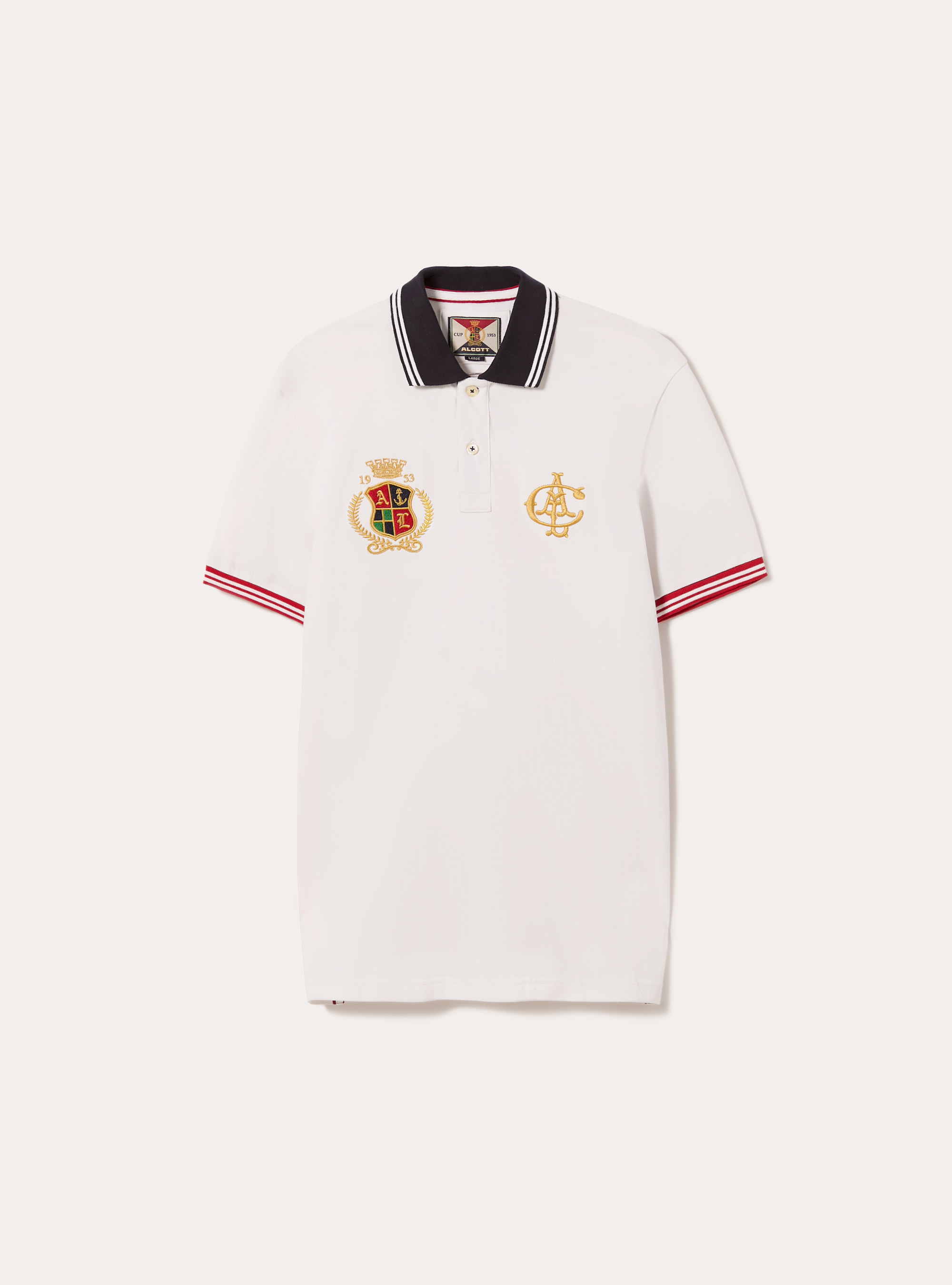 Cotton polo shirt with embroidery, WHITE