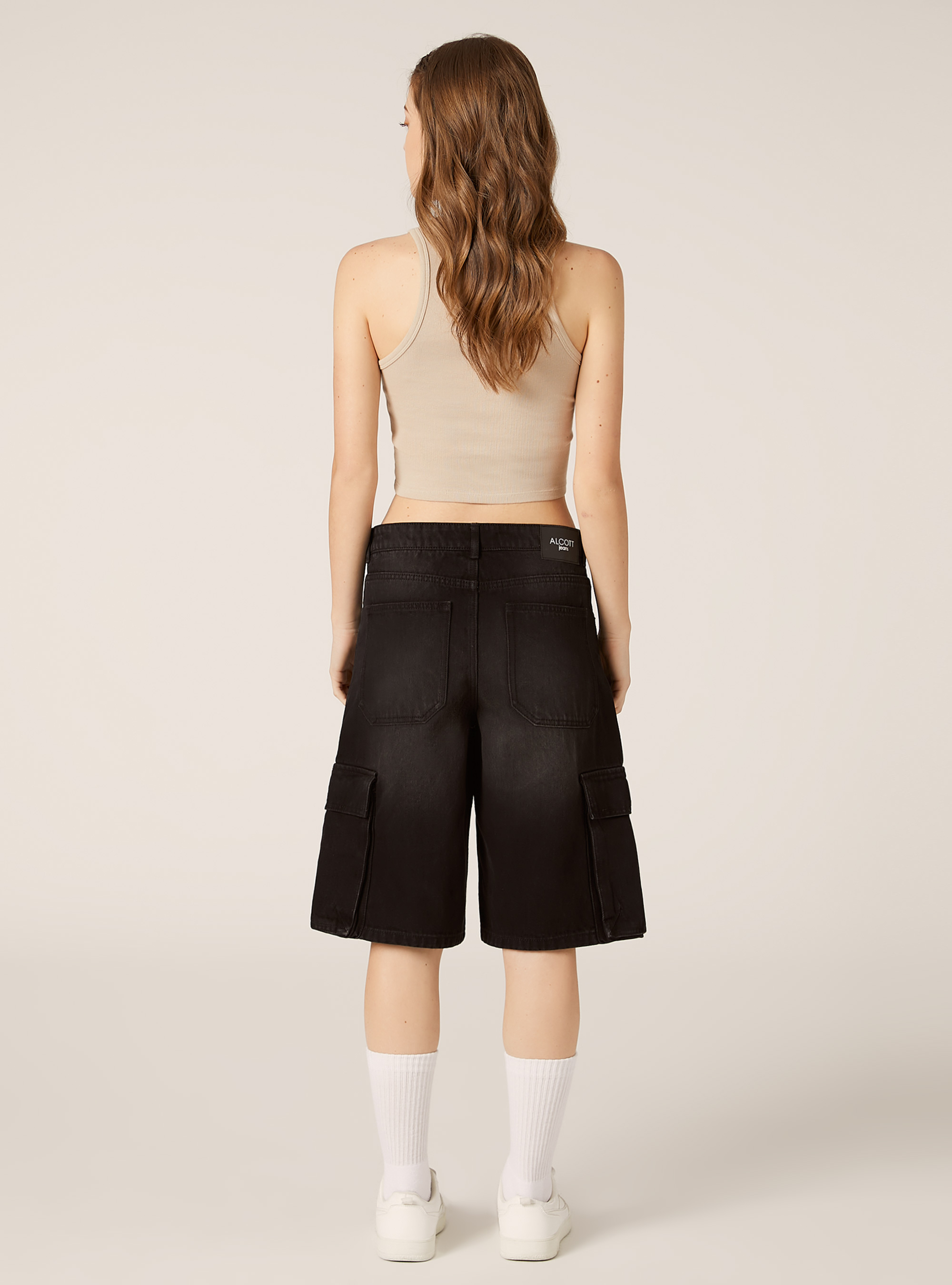 Bermudas cargo vaqueras, D000 BLACK