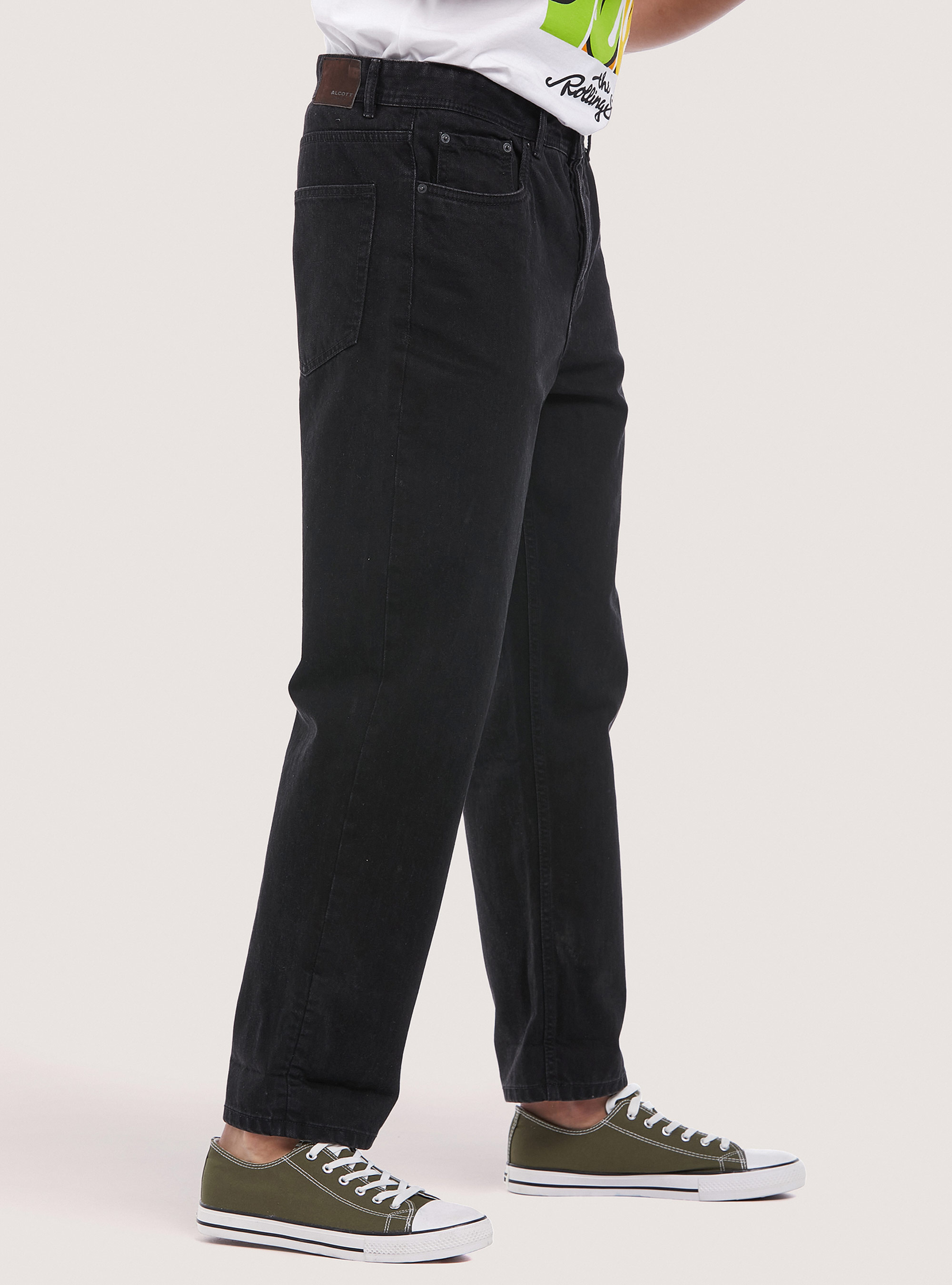 Vaqueros dad fit de algodón, NEGRO