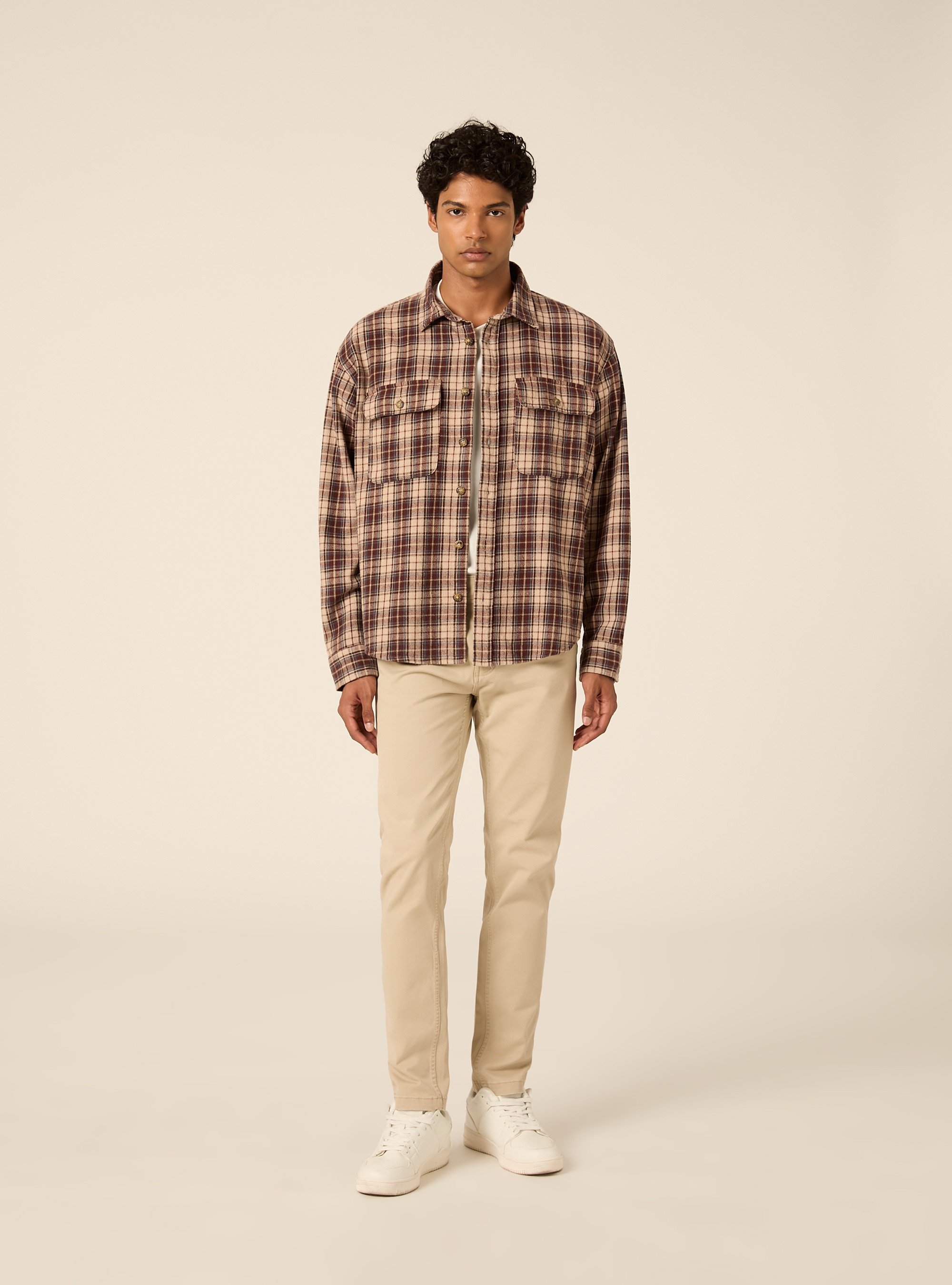 Pantaloni 5 tasche in twill, BG2 BEIGE MEDIUM